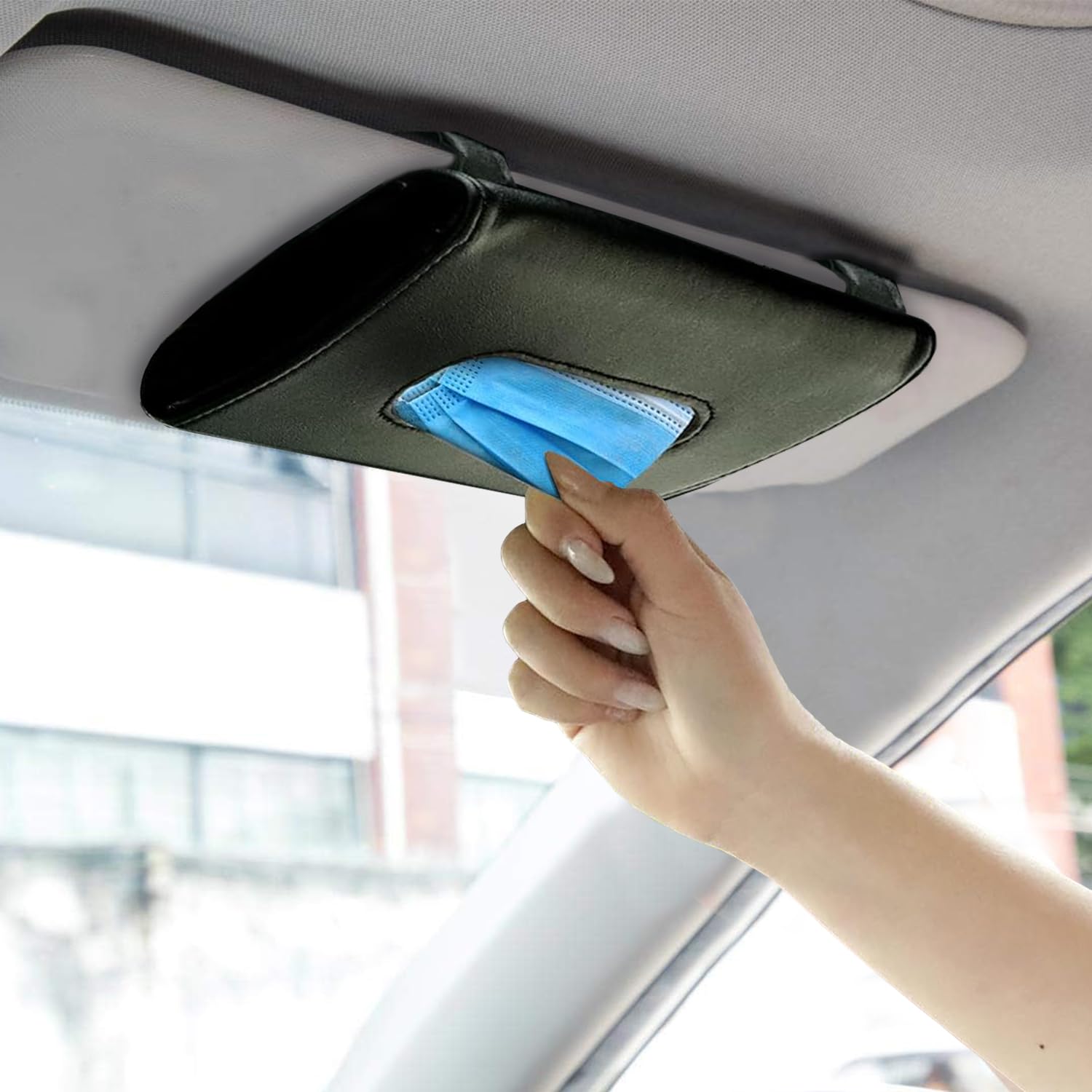 Ronton PU Leather Car Tissue Holder - Durable Sun Visor & Backseat Napkin Dispenser for Vehicles - Perfect for Road Trips, Daily Commutes and Family Travel Accessories