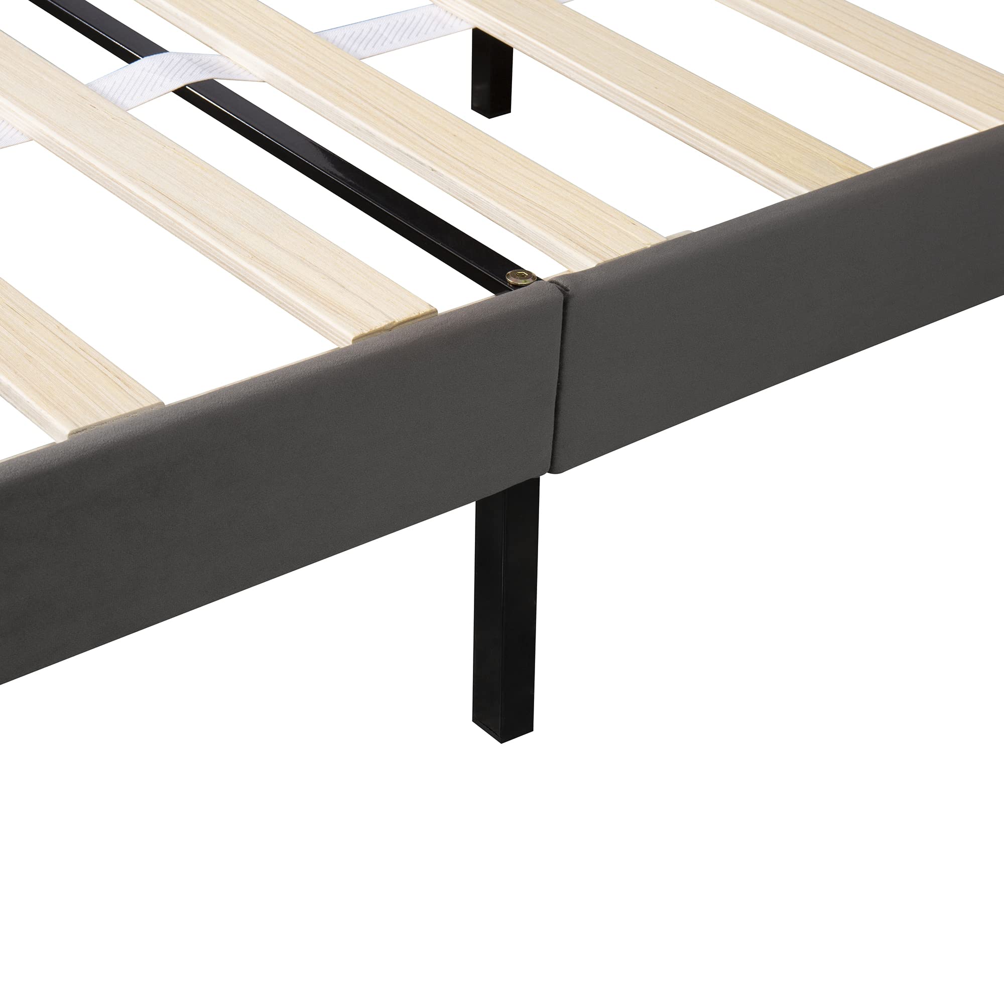 Merax Full Storage Bed Frame with Adjustable Headboard - Grey, No Box Spring Needed for Bedrooms