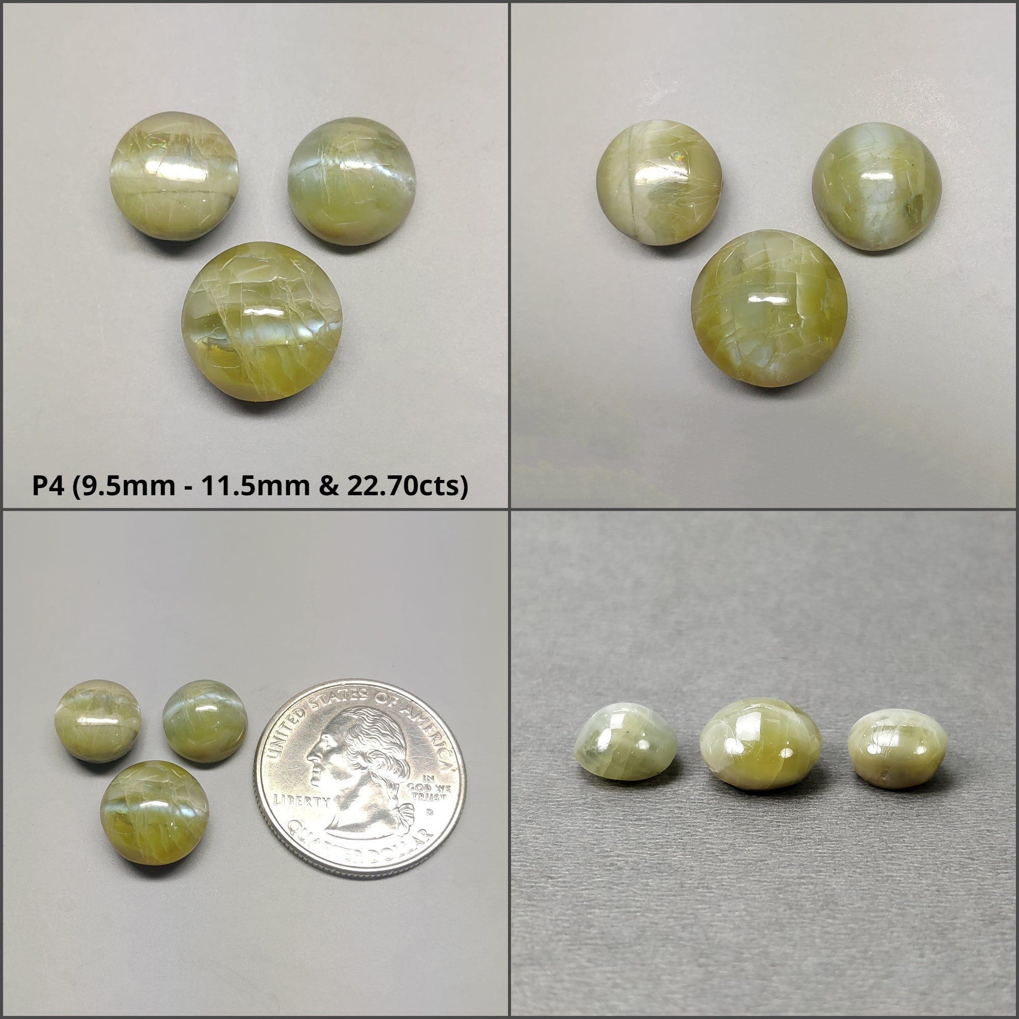 Natural Untreated Chrysoberyl Cat's Eye Gemstone Cabochon - Round & Oval Shapes (1pc, 2pcs, 3pcs) | Healing Crystal for Jewelry Making, Meditation & Energy Work