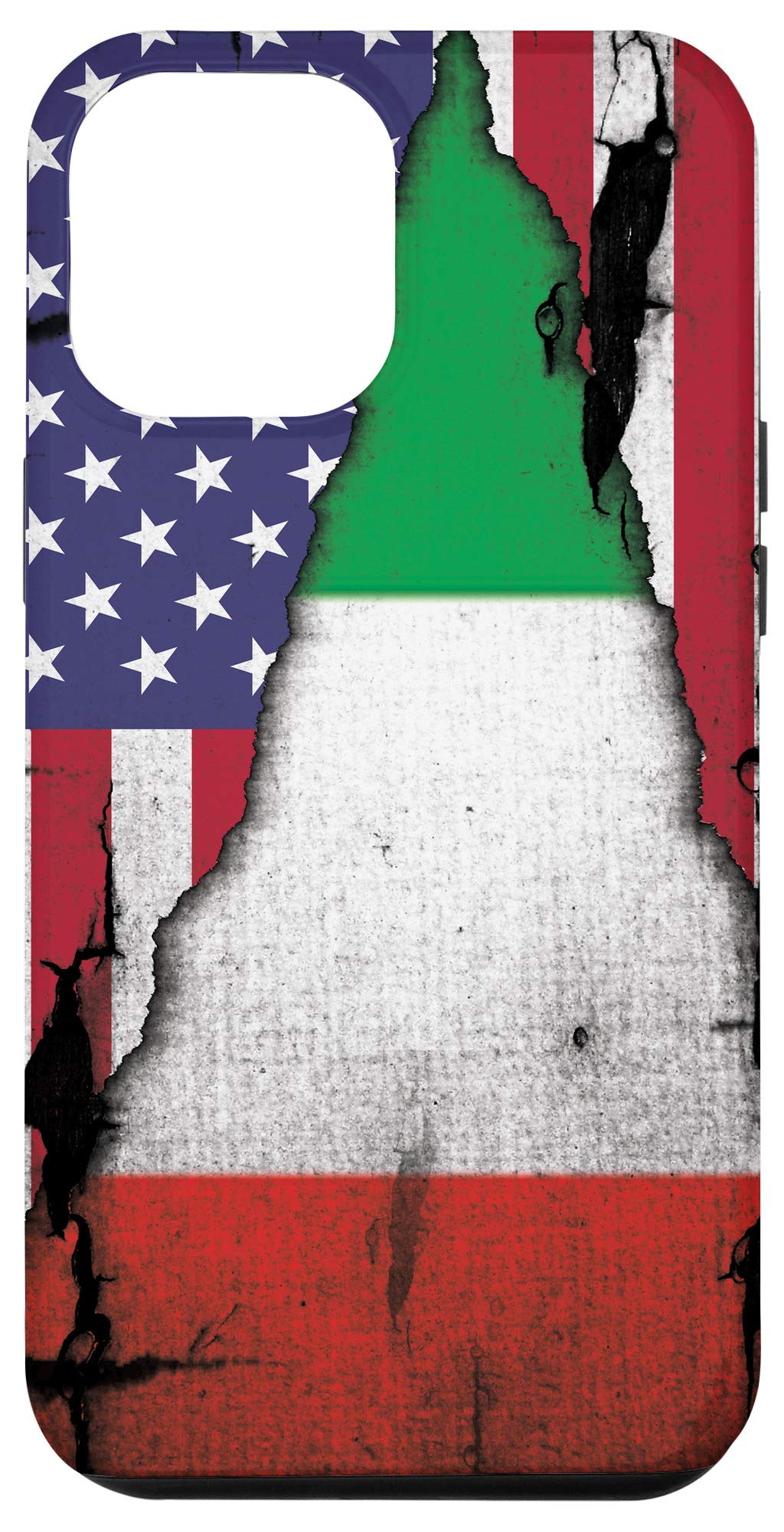 iPhone 12 Pro Max Case with USA & Italy Flag Design - Vintage Distressed Italian Pride Phone Cover for Travel, Sports Events & National Celebrations