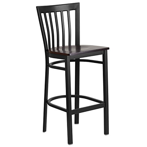 Walnut Wood Seat/Black Metal Frame