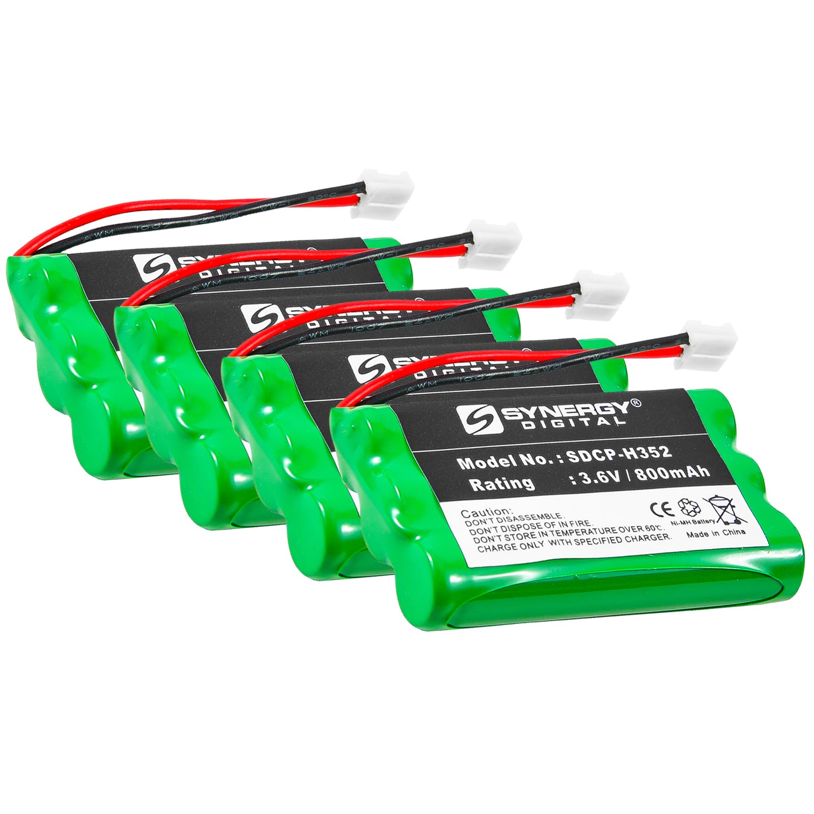 Synergy Digital Rechargeable Ni-MH 3.6V 800mAh Cordless Phone Batteries - 4 Pack Replacement for Vtech 80-0099-00-00, 80-1323-00-00, 89-1323-00-00 - Perfect for Home & Office Cordless Phones