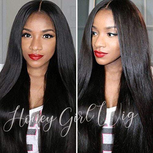 360 Lace Front Human Hair Wig - Light Yaki 180 Density with Baby Hair & Pre-Plucked Hairline | 12 Inch Natural Looking Wig for Daily Wear, Parties & Special Occasions
