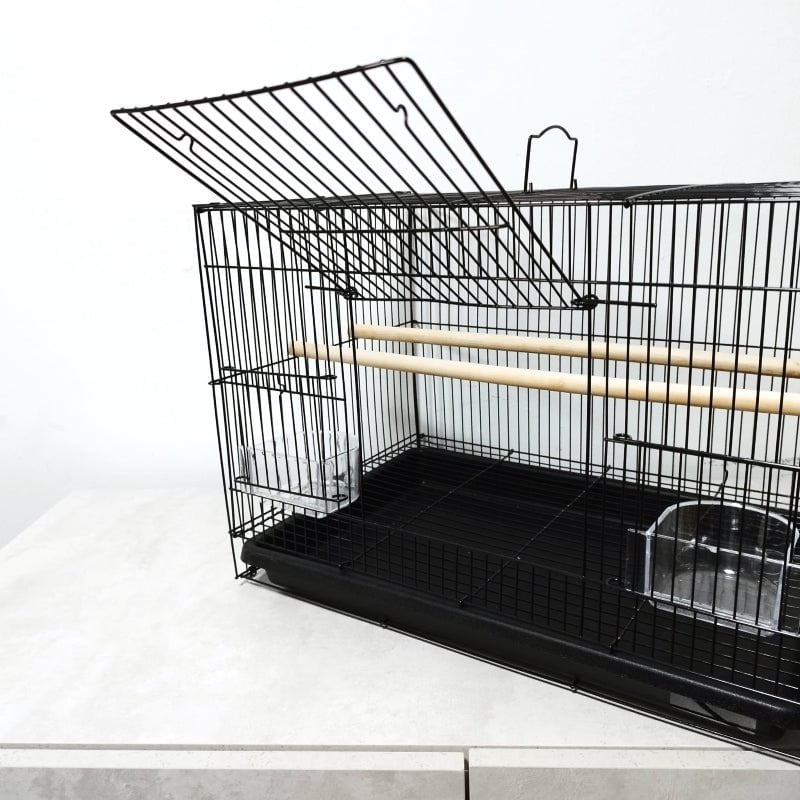 DAYANG D610 Large Bird Cage for Parrots - 30x18x18 Inches (76x46x45.5cm) - Black Metal Aviary with Removable Tray - Perfect for Cockatiels, Lovebirds & Small Parrots - Home & Outdoor Use