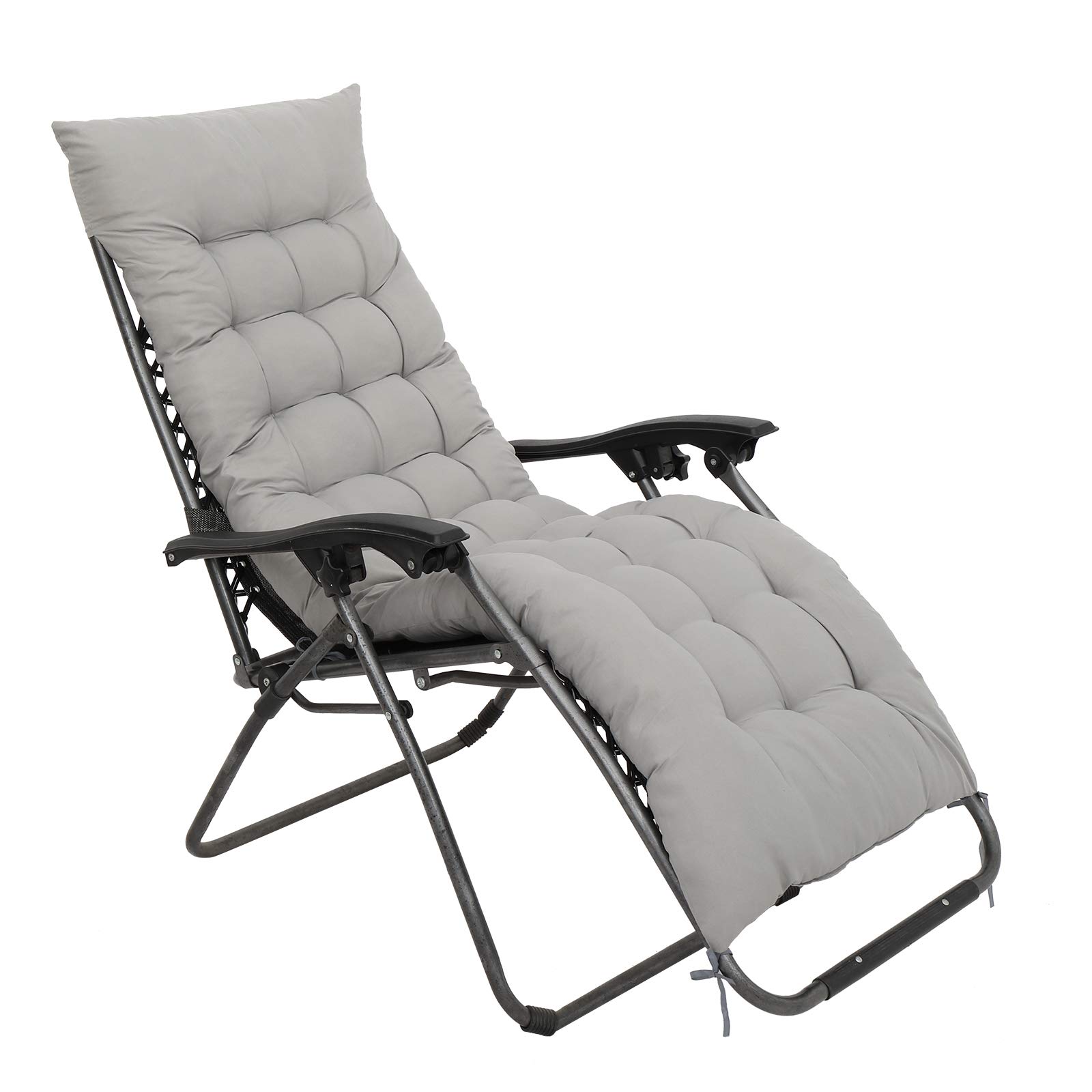 Premium Outdoor Chaise Lounge Cushion - Waterproof High Back Folding Chair Pad for Patio, Poolside & Garden - Indoor/Outdoor Use - Comfortable Support (Gray, 61x19 Inches) - Perfect for Relaxing by the Pool, Sunbathing or Lounging in Your Backyard