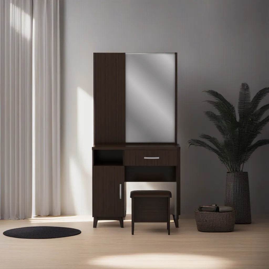 Heston Vanity Dressing Table with Stool - Modern Makeup Desk with Mirror & Storage for Bedroom, Bathroom - Perfect for Women's Beauty & Cosmetics Organization
