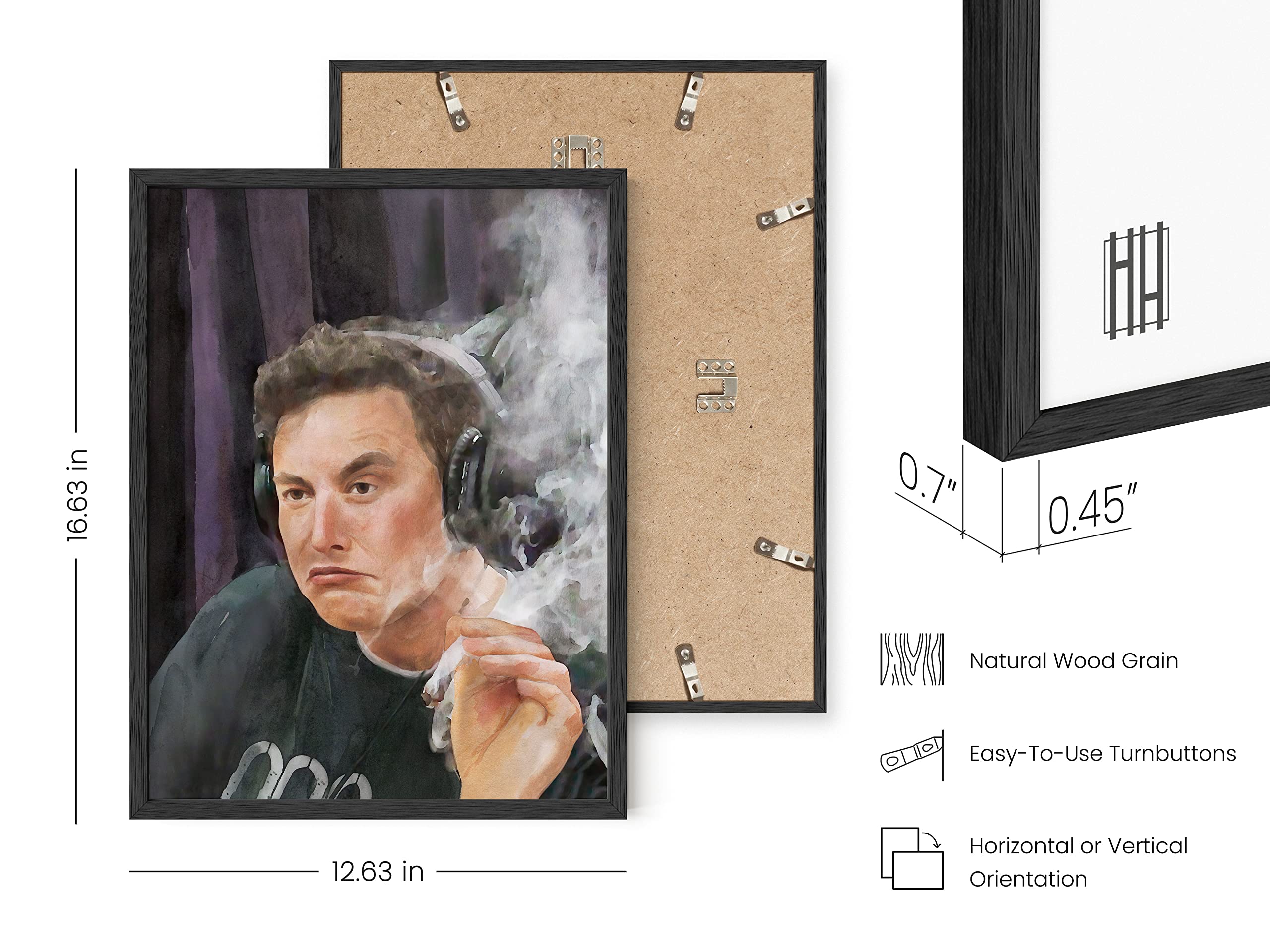 Elon Musk Smoking Framed Wall Art - Funny Trippy Poster for Men's Bedroom & Office Decor - Black Frame 12x16 - Unique Gift for Tech & Meme Lovers - Perfect for Gaming Rooms, Dorm Decor & Man Caves