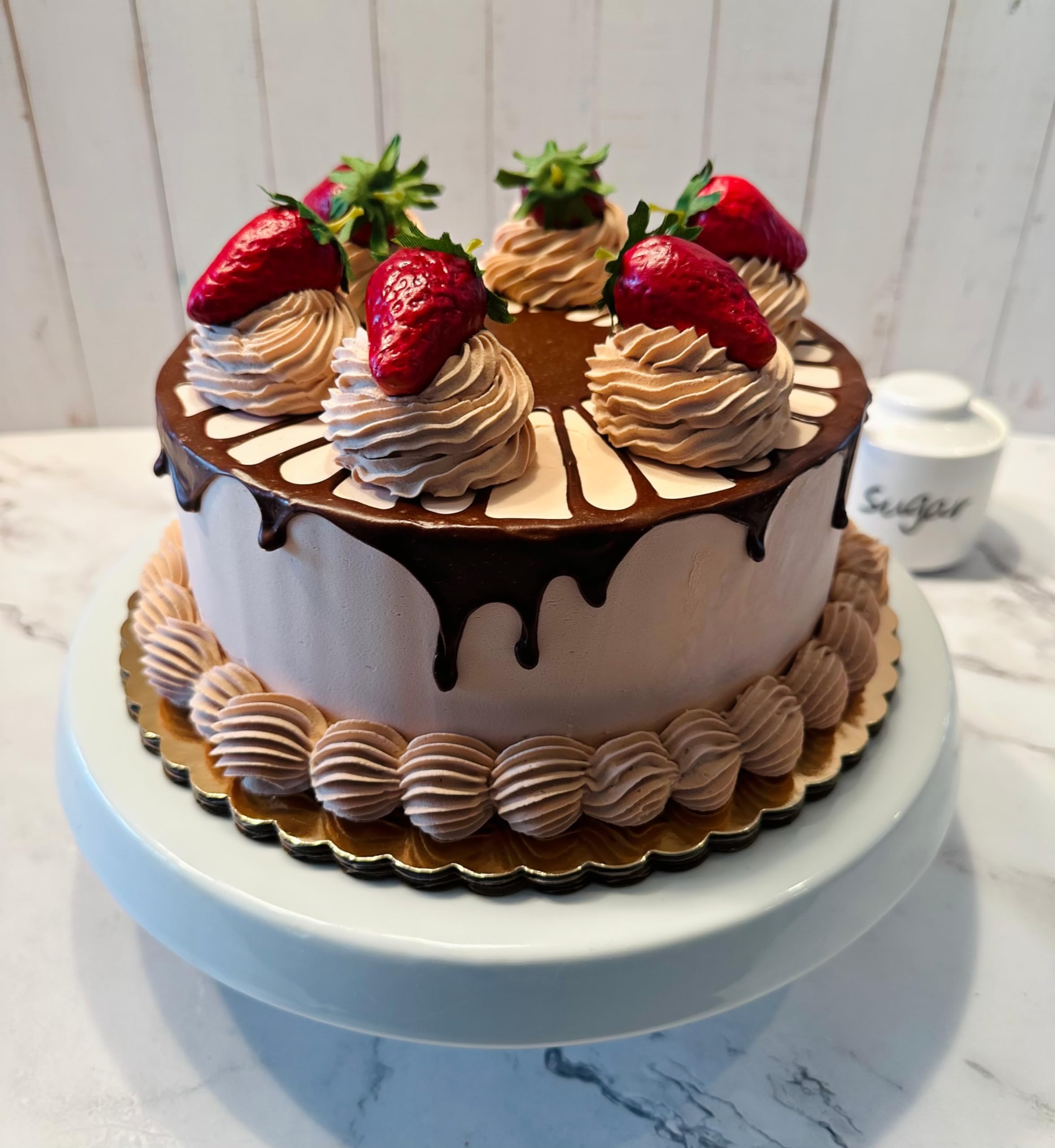 Dezicakes Handmade Fake Chocolate Stripe Cake - Artificial Decorative Cake for Party, Wedding, and Dessert Table Displays