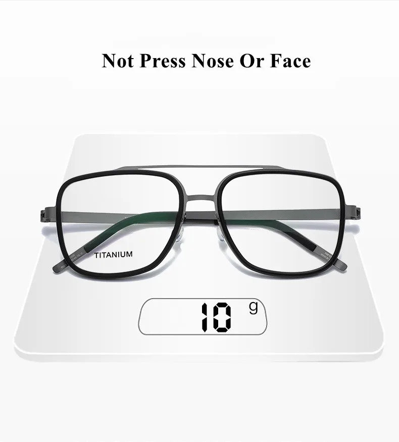Unisex Titanium Square Full Rim Double Bridge Eyeglasses 49911 – Lightweight & Durable for Reading, Work, and Everyday Use
