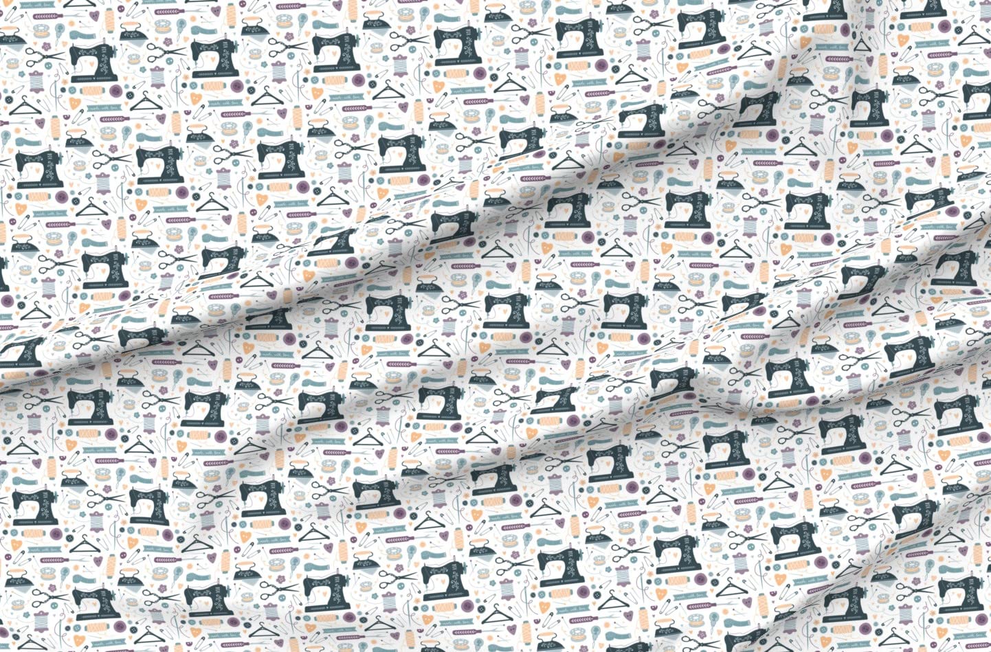 Vintage Sewing Tools Print Minky Fabric by The Yard - Soft & Durable for Baby Blankets, Quilt Backing, Plush Toys & DIY Sewing Projects - Perfect for Nursery Decor, Crafting & Home Sewing