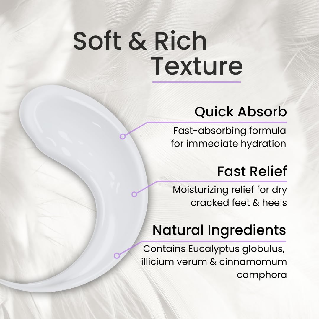 Fiora Serenity Cracked Heel Repair Cream - Intense Moisturizing & Healing Foot Balm for Dry, Rough Feet | Softens & Restores Comfort | Diabetic Safe Formula with Natural Ingredients | 50g | Perfect for Daily Foot Care, Post-Pedicure Treatment & Overnight Healing