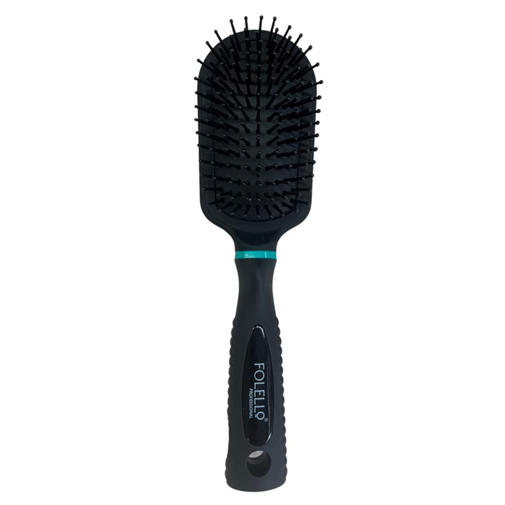 FOLELLO Premium Round Paddle Hair Brush for Men & Women - Detangling & Smoothing Hair Comb - Travel-Friendly Brush for All Hair Types - Perfect for Home, Salon & On-The-Go Styling