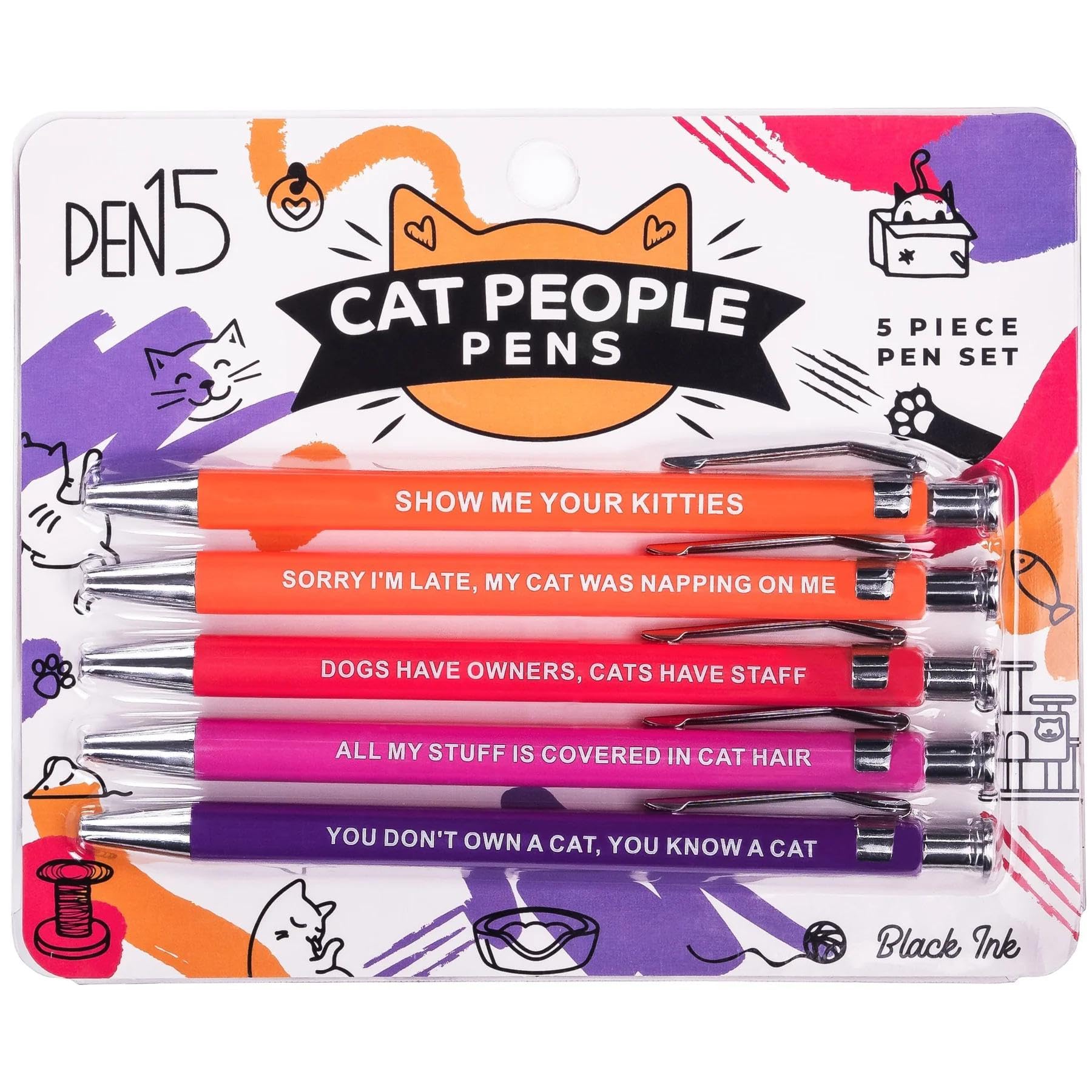 Funny Cat Pens for Cat Lovers - Humorous Saying Ballpoint Pens | Perfect Office Gag Gift for Pet Owners, Coworkers & Cat Enthusiasts | Great for Birthday Gifts, White Elephant & Secret Santa Exchanges