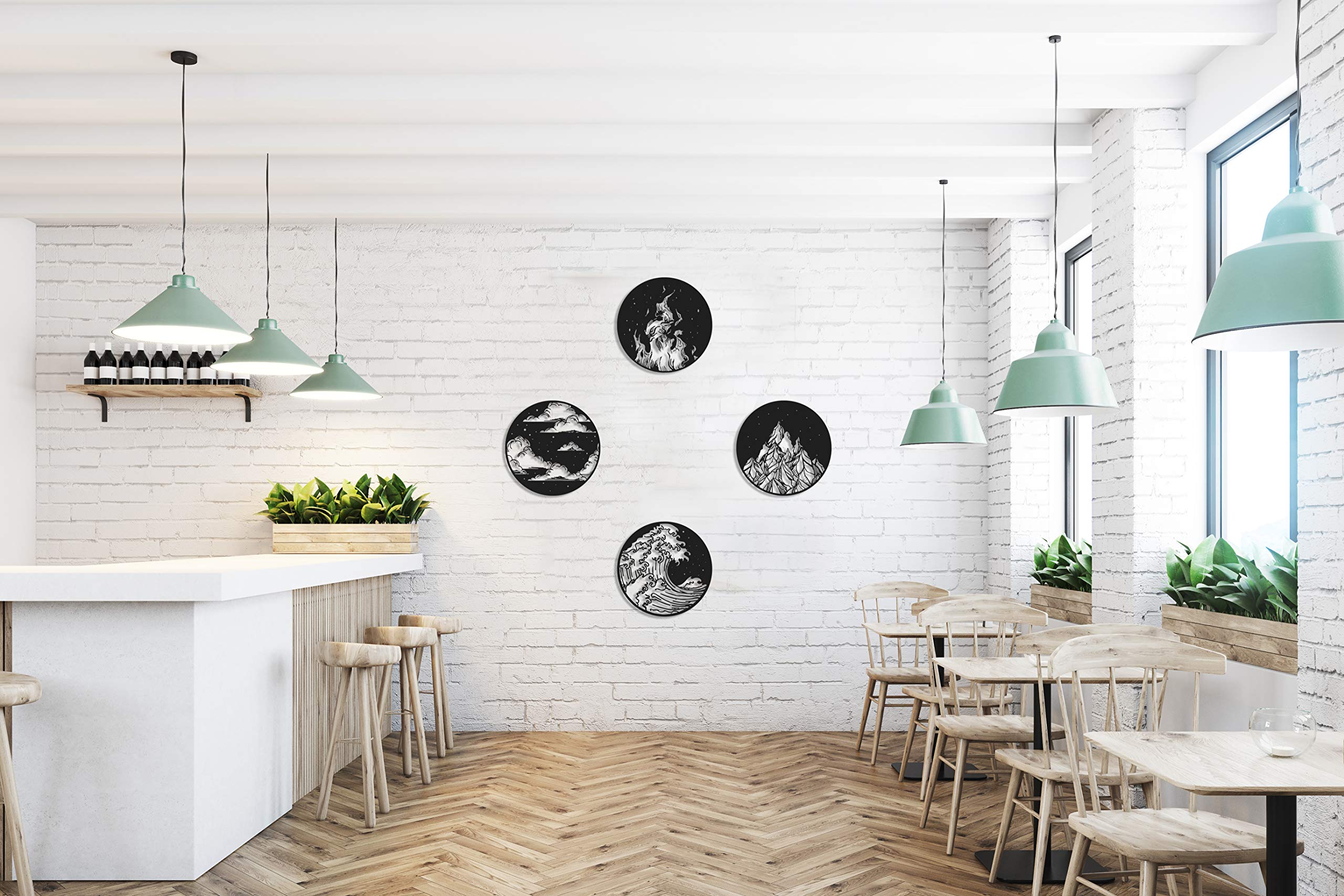 ReinCarvation Metal Wall Art - Four Elements Home & Office Decor - 18 Inch Modern Wall Sculpture for Living Room, Bedroom - Perfect Housewarming Gift for Nature Lovers