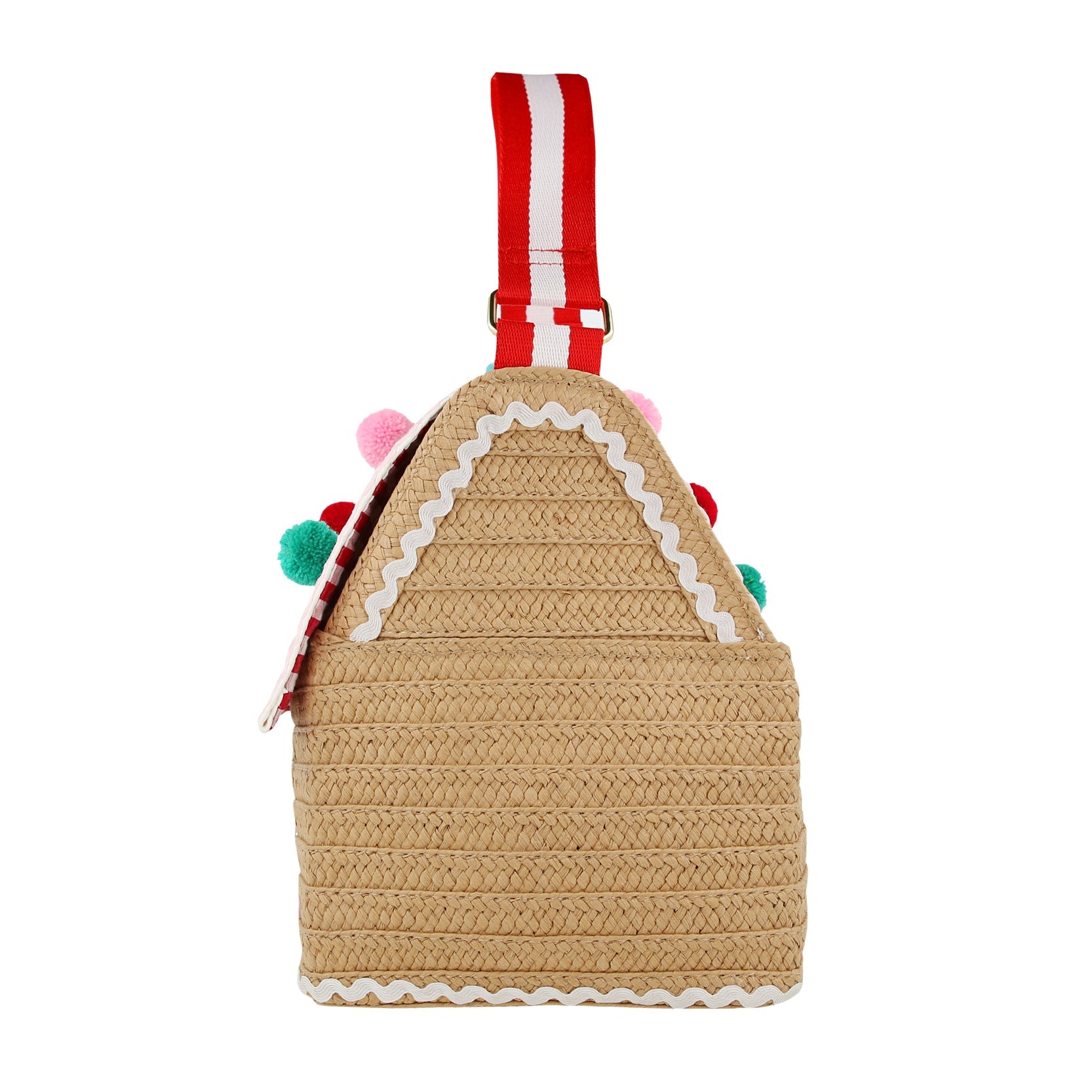 Gingerbread House Shaped Tote Bag - Christmas Holiday Gift & Party Favor - Perfect for Xmas Decorations, Gift Wrapping & Festive Shopping