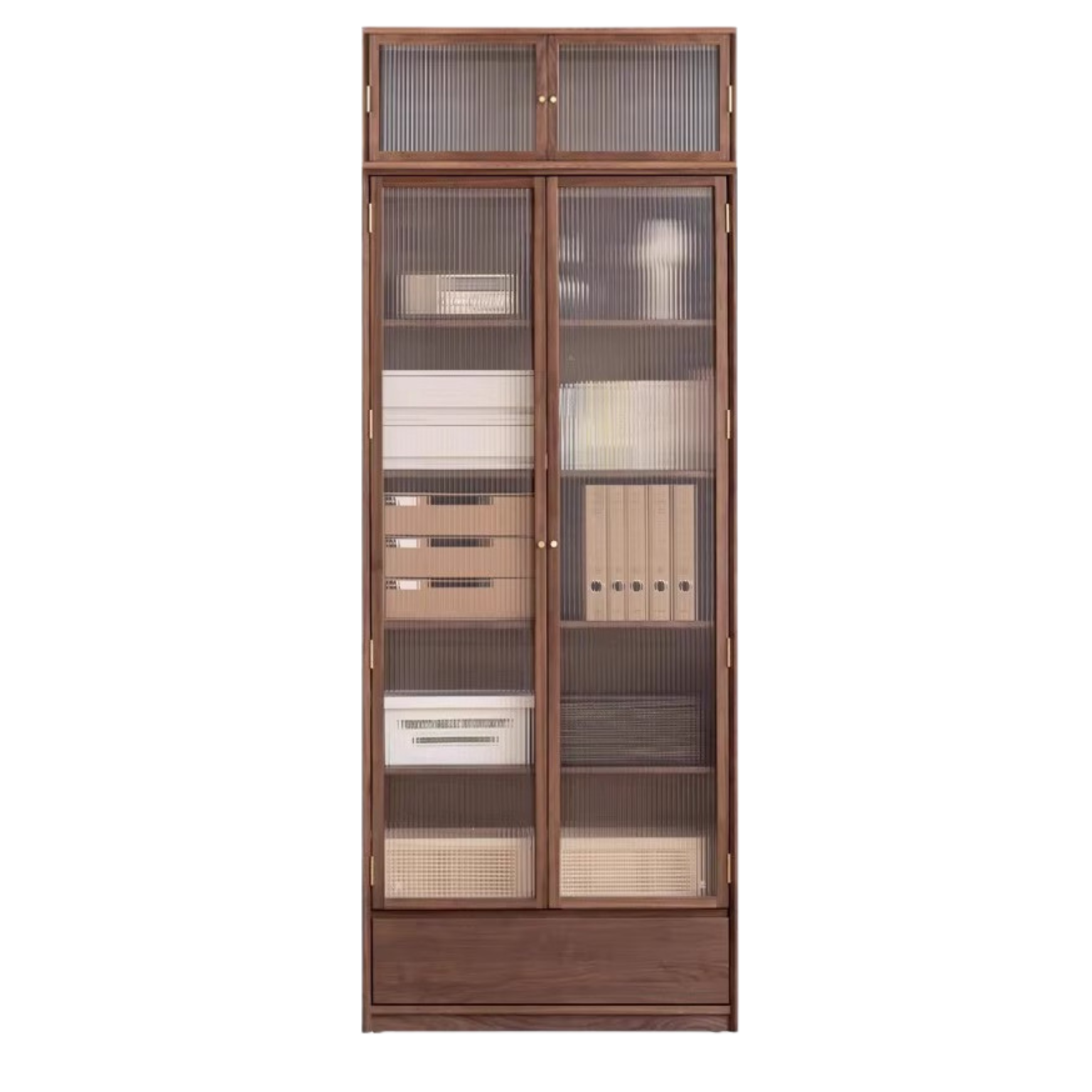 35.4х13.7х92.5 inch / 90х35х235 сm / Rich dark walnut color / Double-door bookcase + Top cabinet