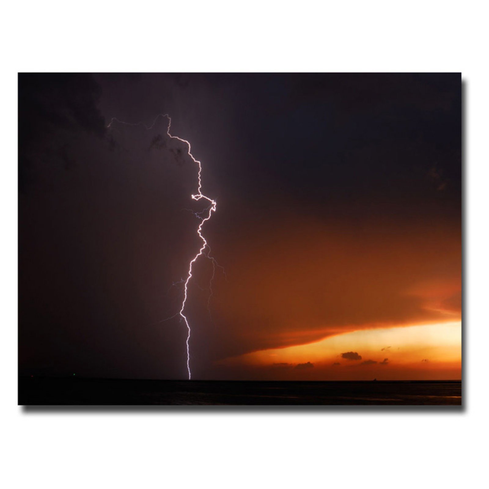 Trademark Fine Art Kurt Shaffer Lightning Sunset VII Canvas Wall Art Print - 30x47 Inches - Modern Home Decor for Living Room, Bedroom & Office