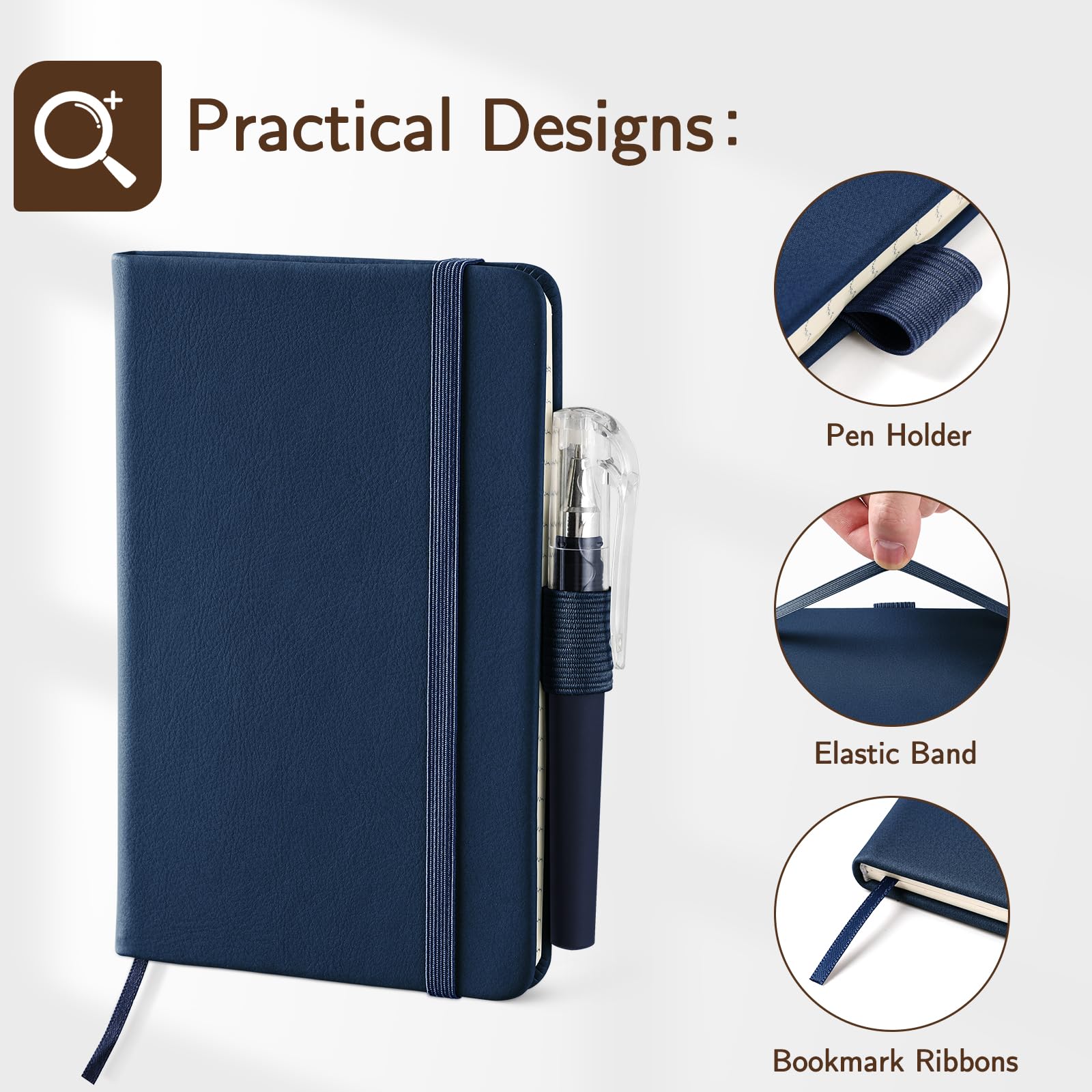 NETANY 4-Pack A6 Mini Leather Hardcover Notebooks - 3.7