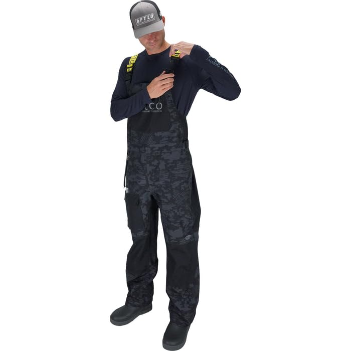 AFTCO Men's Barricade Fishing Bib - Waterproof & Durable Blue Fishing Overalls for Men (S, M, L, XL, 2XL) - Ideal for Deep Sea, Offshore & Cold Weather Fishing