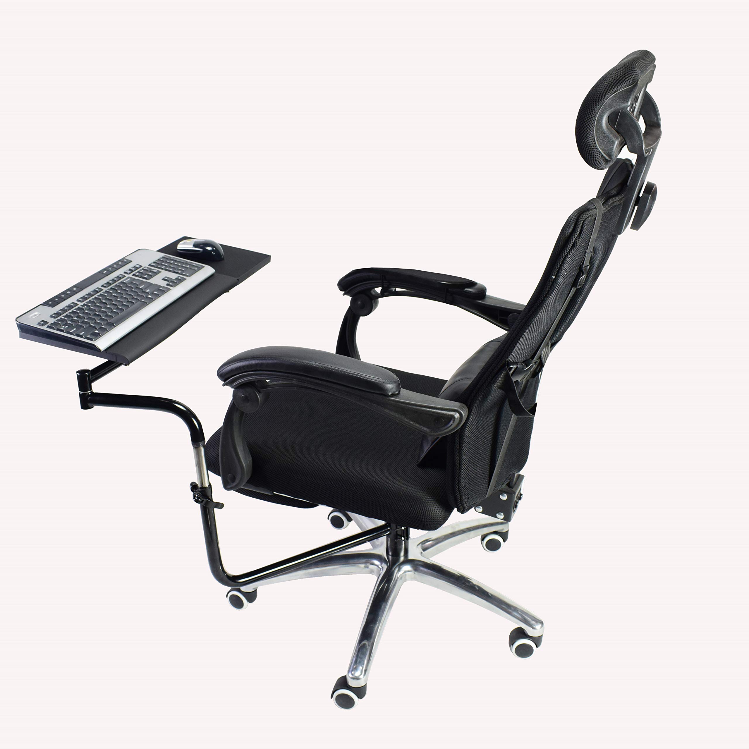 Ergonomic Keyboard Stand with Laptop & Tablet Holder - Adjustable Mouse Mount for Workstation, Office & Video Gaming (Silver) | Perfect for Home Office Setup & PC Gaming Stations