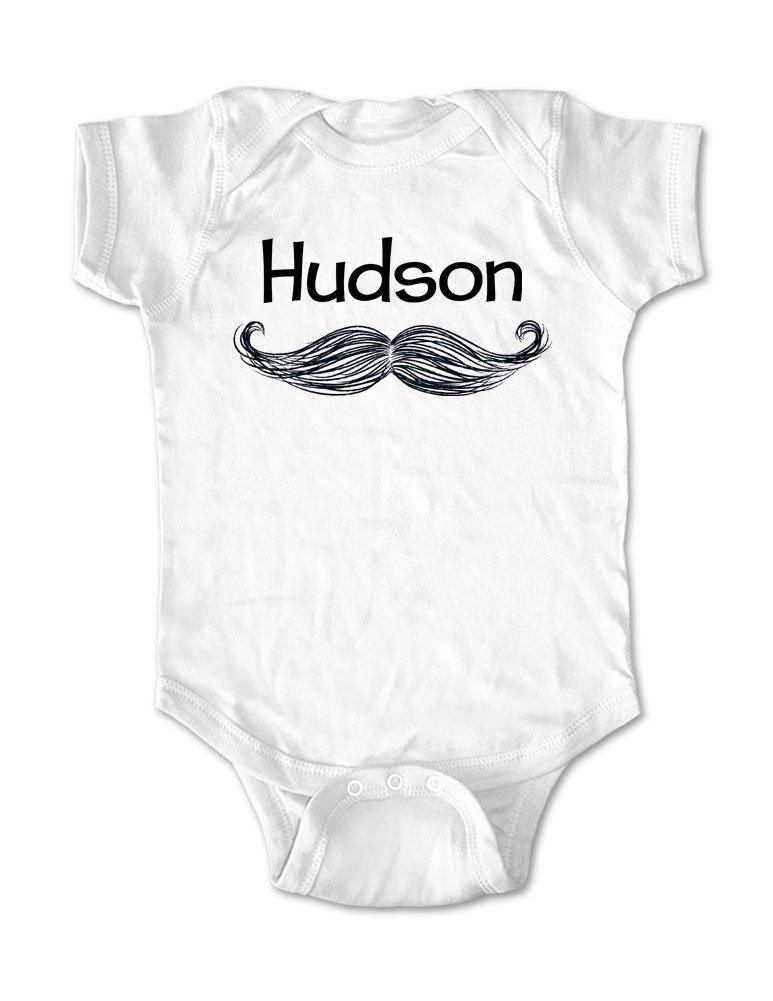 Personalized Baby Bodysuit with Custom Mustache & Name - Cute Birthday Outfit for Newborns, Christening & 1st Birthday Photo Shoots