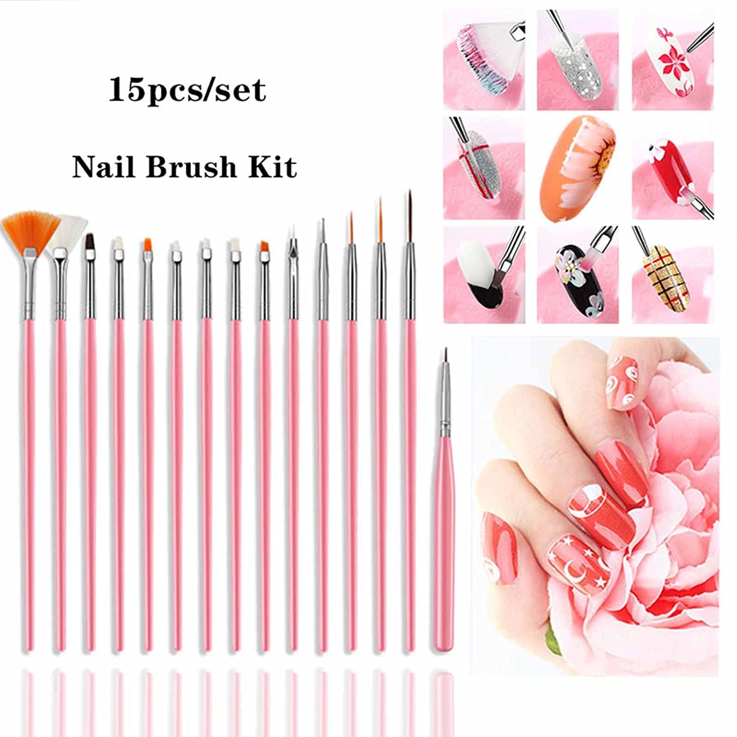 21 PCS Professional Nail Art Brushes Set with Gold Palette & Dotting Tools - Complete DIY Manicure Kit for Women - Perfect for Home Salon, Nail Design, and Professional Nail Art Decoration