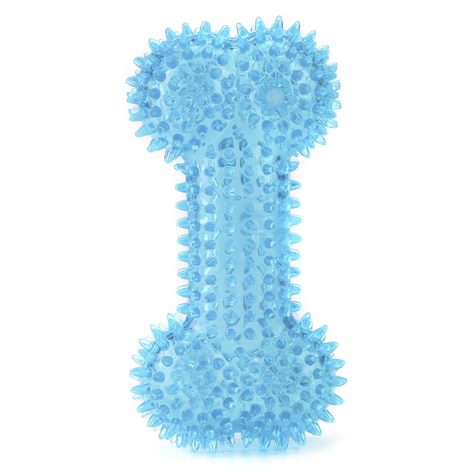 Durable Dog Chew Toy for Teeth Cleaning - Tough Bite-Resistant Pet Chewing Toy with Light & Sound for Puppies & Adult Dogs - Blue (Squeaker Included) - Perfect for Teething, Boredom Relief & Dental Health