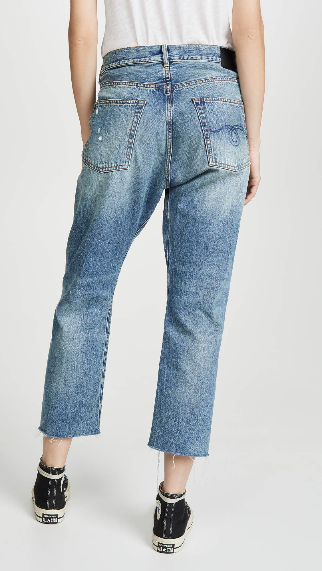 R13 Women's Crossover High Waist Distressed Skinny Jeans - Trendy Stretch Denim Pants for Casual Outfits & Night Out Looks