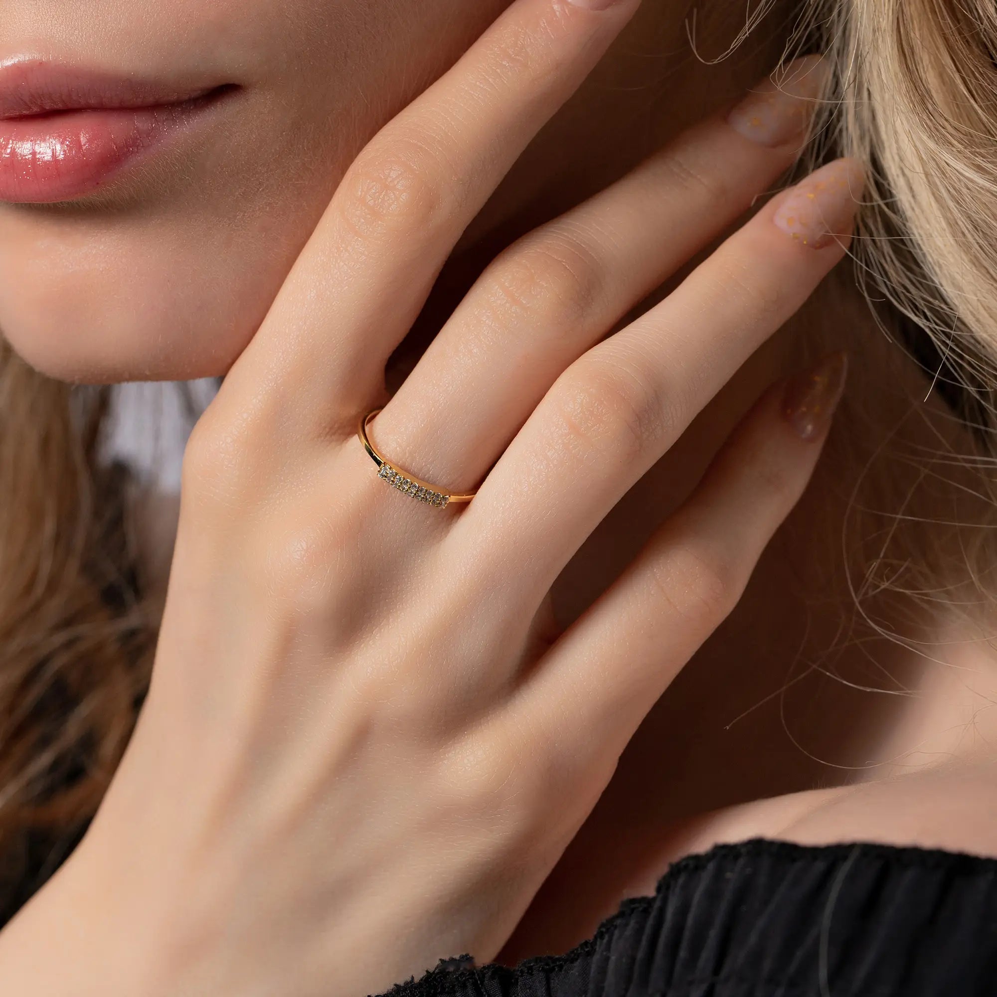 Melissa Gold Ring for Women - 14K Solid Gold Minimalist Ring, Dainty & Elegant Jewelry Gift for Her - Perfect for Everyday Wear, Anniversary & Valentine's Day