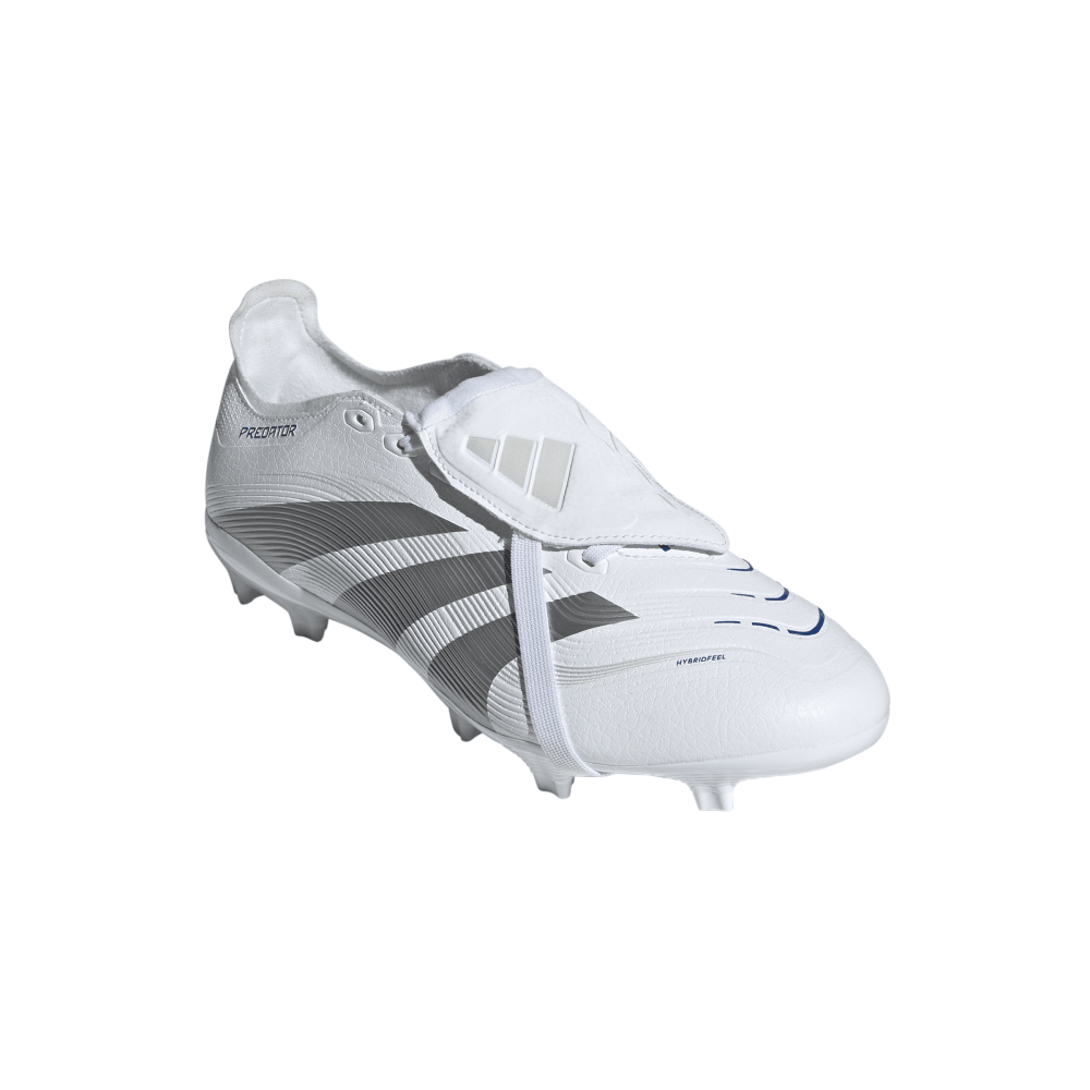 Adidas Predator League FG Soccer Cleats - Fold Over Tongue Football Shoes for Men (Cloud White/Silver Metallic/Bright Royal) | Perfect for Turf Matches & Training Sessions