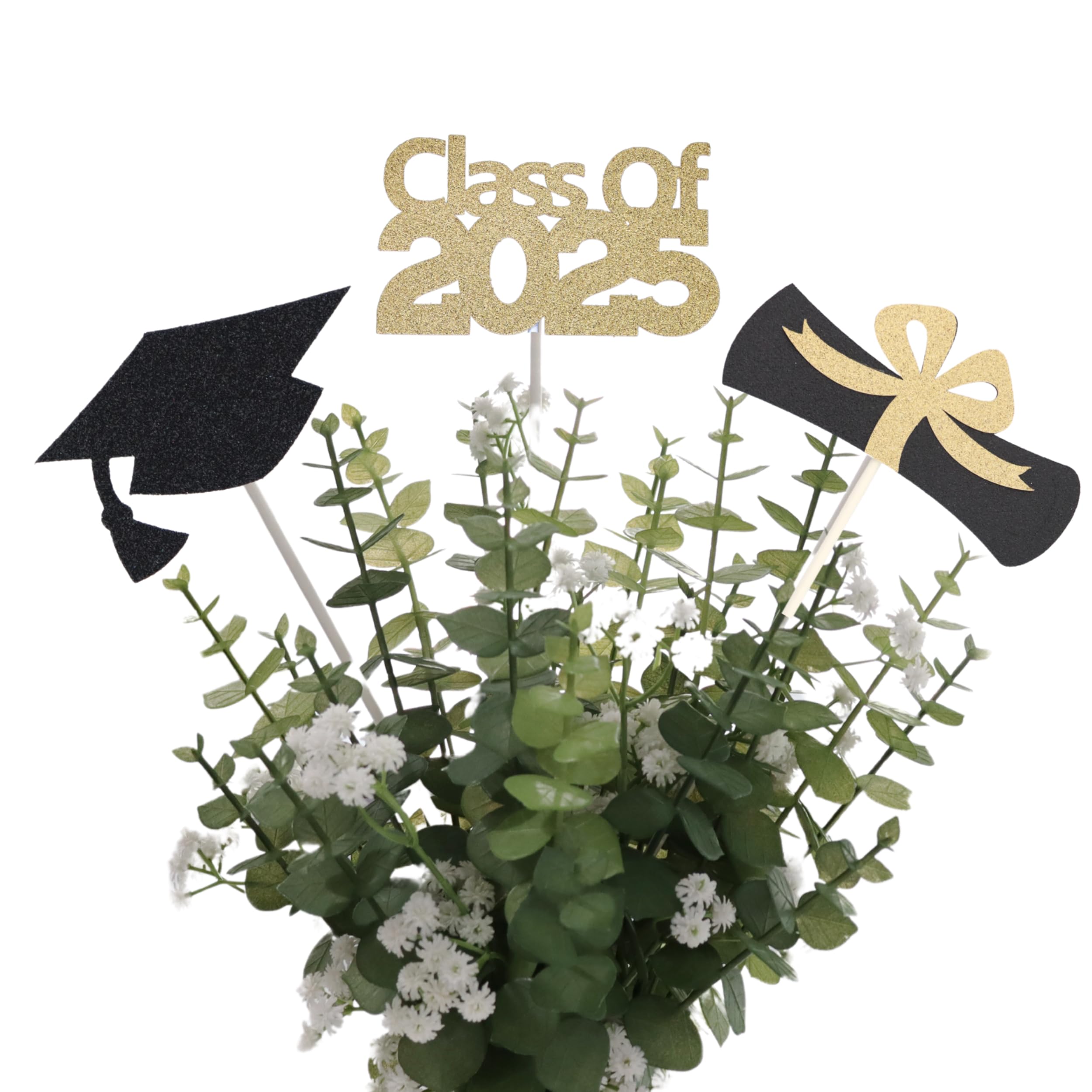 2025 Graduation Party Decorations - 3 Pack Graduation Centerpiece Sticks for Class of 2025 Table Decor, Commencement Ceremony & Graduation Party Supplies by ZeeBestCelebrations | Perfect for Graduation Tables, Photo Booths & School Celebration Decorations