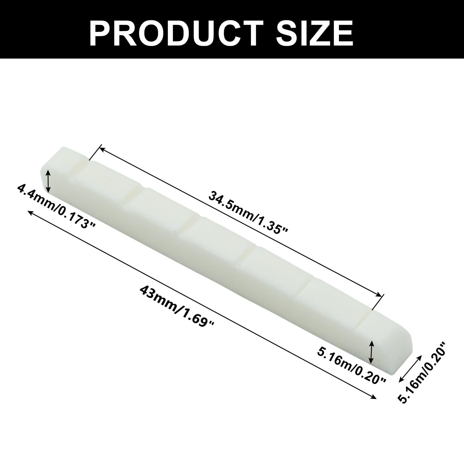 Premium 42mm Bone Nut for Electric & Acoustic Guitars - 6 String Slotted Nut with Flat Bottom, Fits LP Style Guitars (43x5.16x3.5mm) - Perfect for Guitar Upgrades, Repairs & Professional Setups