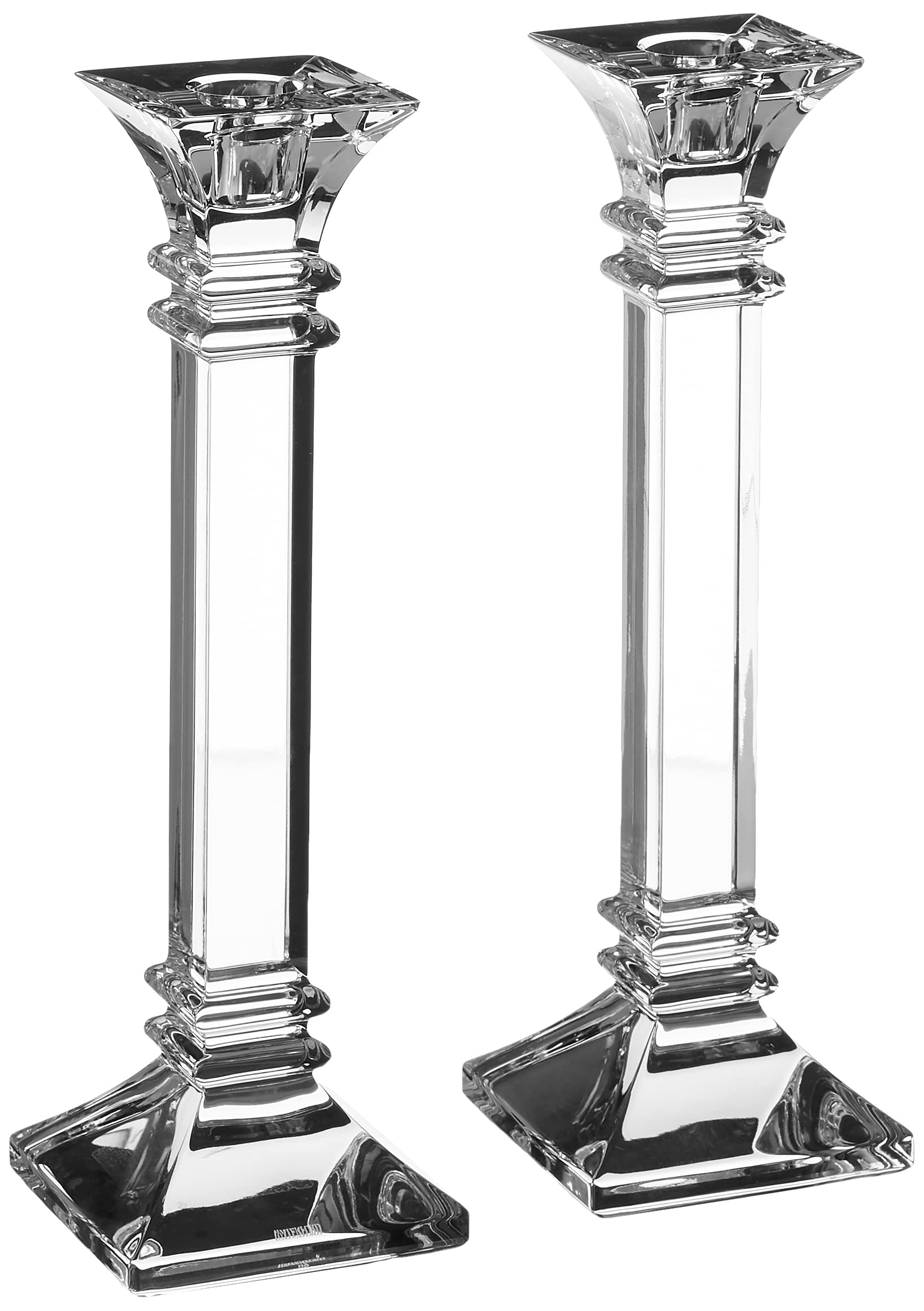 Marquis by Waterford Treviso 10-Inch Clear Crystal Candlestick Pair - Elegant Table Decor for Weddings, Dining & Home Centerpieces