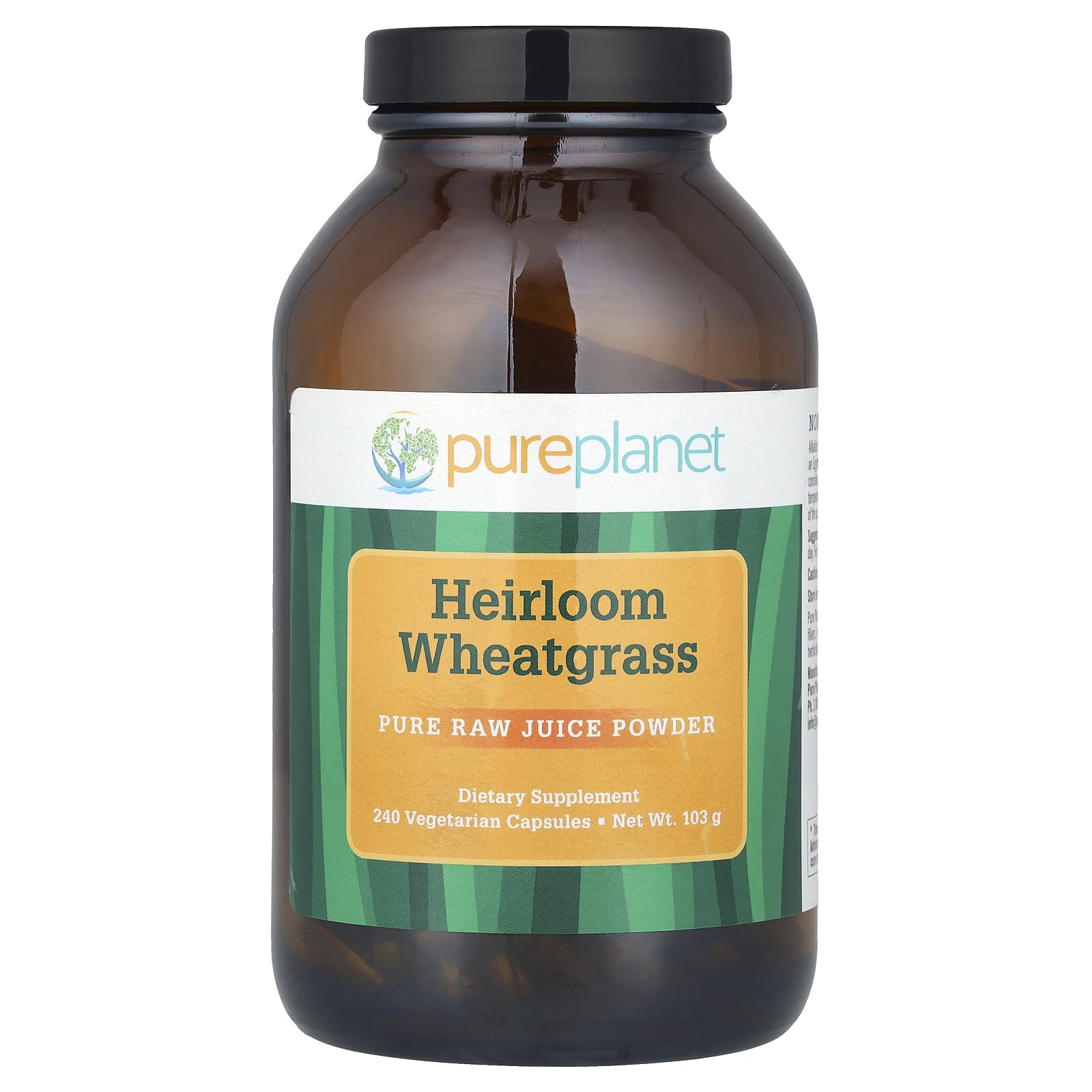 Pure Planet Organic Heirloom Wheatgrass Capsules for Vegetarians - 240 Count, Supports Digestion & Immunity - Perfect for Daily Wellness & Detox