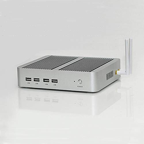 Fanless Industrial Mini PC - Intel Kaby Lake i5-7200U, 4GB RAM, 64GB SSD, 4K Support with DP/HDMI/USB 3.0/LAN/SD Card Reader - Aluminum Case for Digital Signage, Home Theater & Office Automation