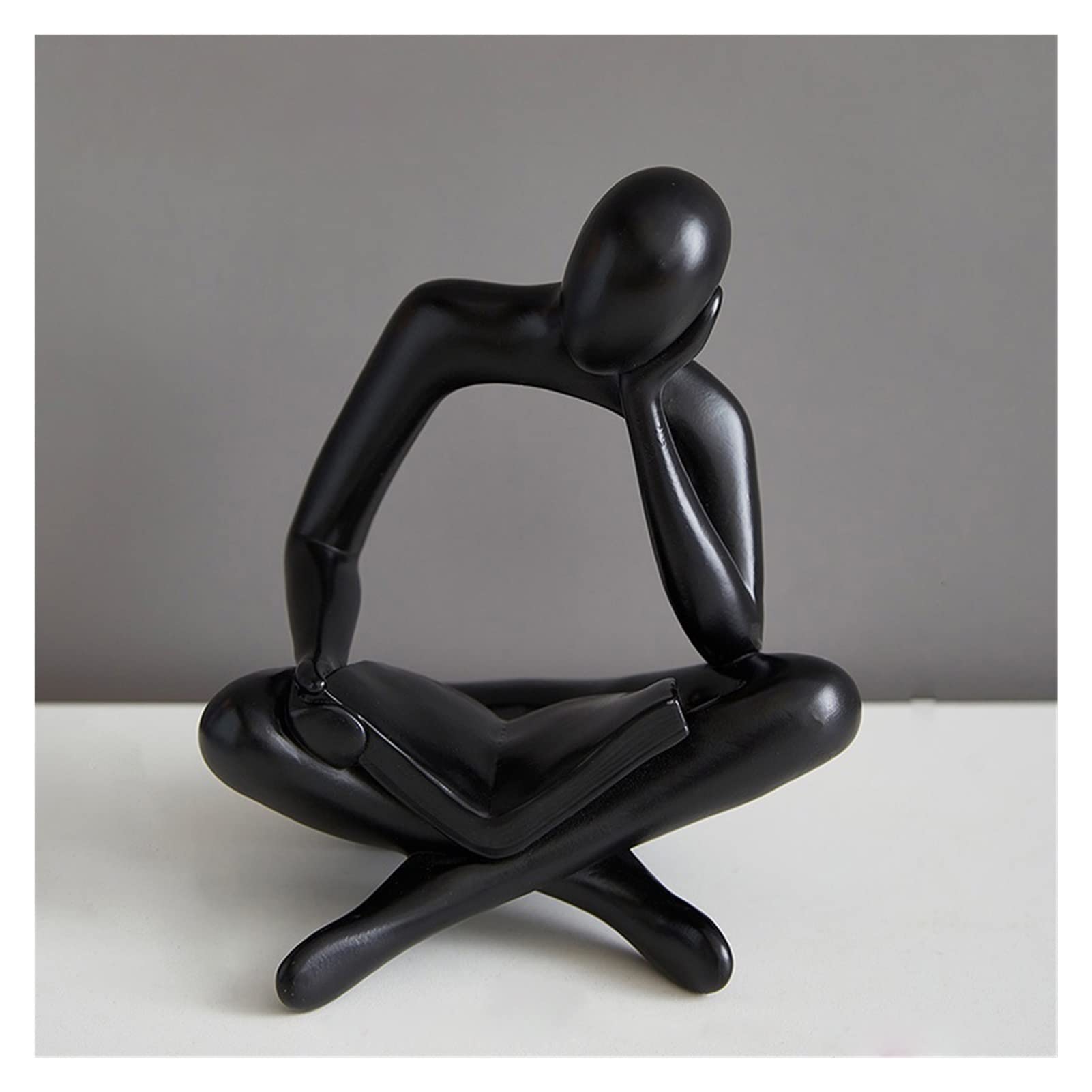 Nordic Style Gold Abstract Reading Sculpture - Modern Resin Figure Home Decor for Living Room, Bookshelf & Office | Elegant Black Decorative Gift for Housewarming & Interior Design