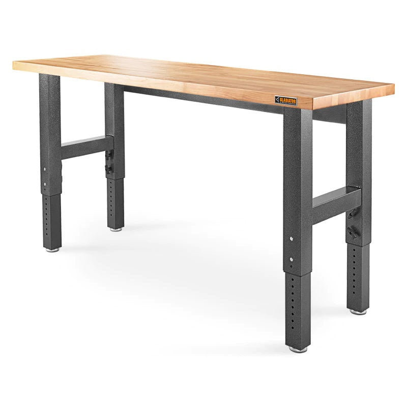Adjustable Height Hardwood Workbench 6ft - Heavy Duty Garage Work Table for Woodworking, DIY Projects & Home Workshop - Perfect for Crafting, Repairing & Organizing Tools