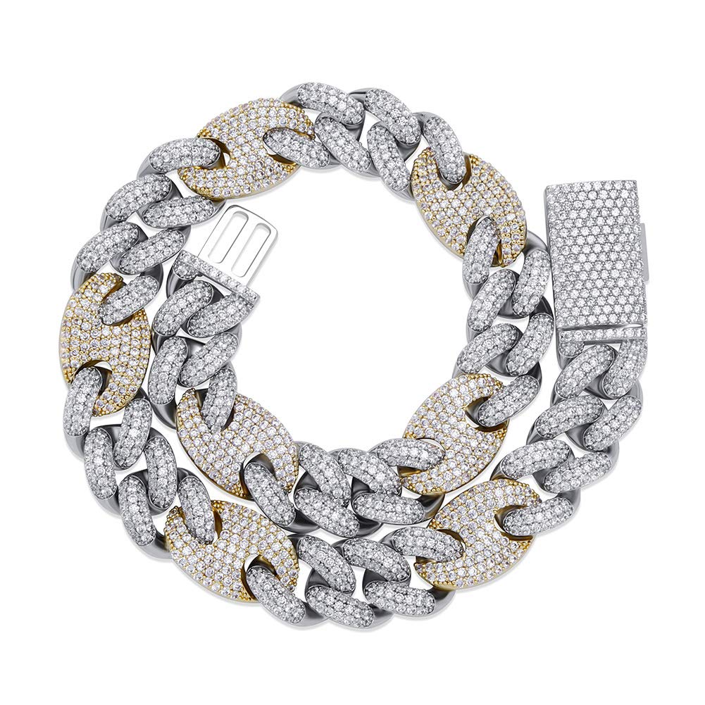 20mm 6 Times 14K Gold Filled Iced Out Prong Setting Cubic Zirconia Miami Cuban Link Chain for Men - Luxury Hip Hop Jewelry with Box Clasp - Perfect for Parties, Gifts & Streetwear Fashion