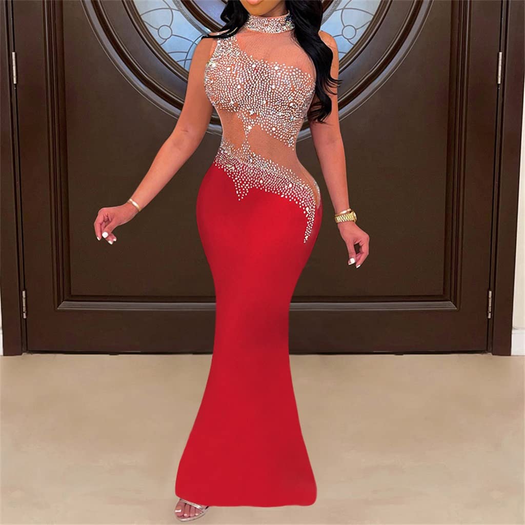 Sexy Transparent Sleeveless Long Fishtail Evening Dress for Women - XXL Size, Clubwear, Night Out Party Dress, Perfect for Nightclub, Prom, Cocktail Events & Special Occasions