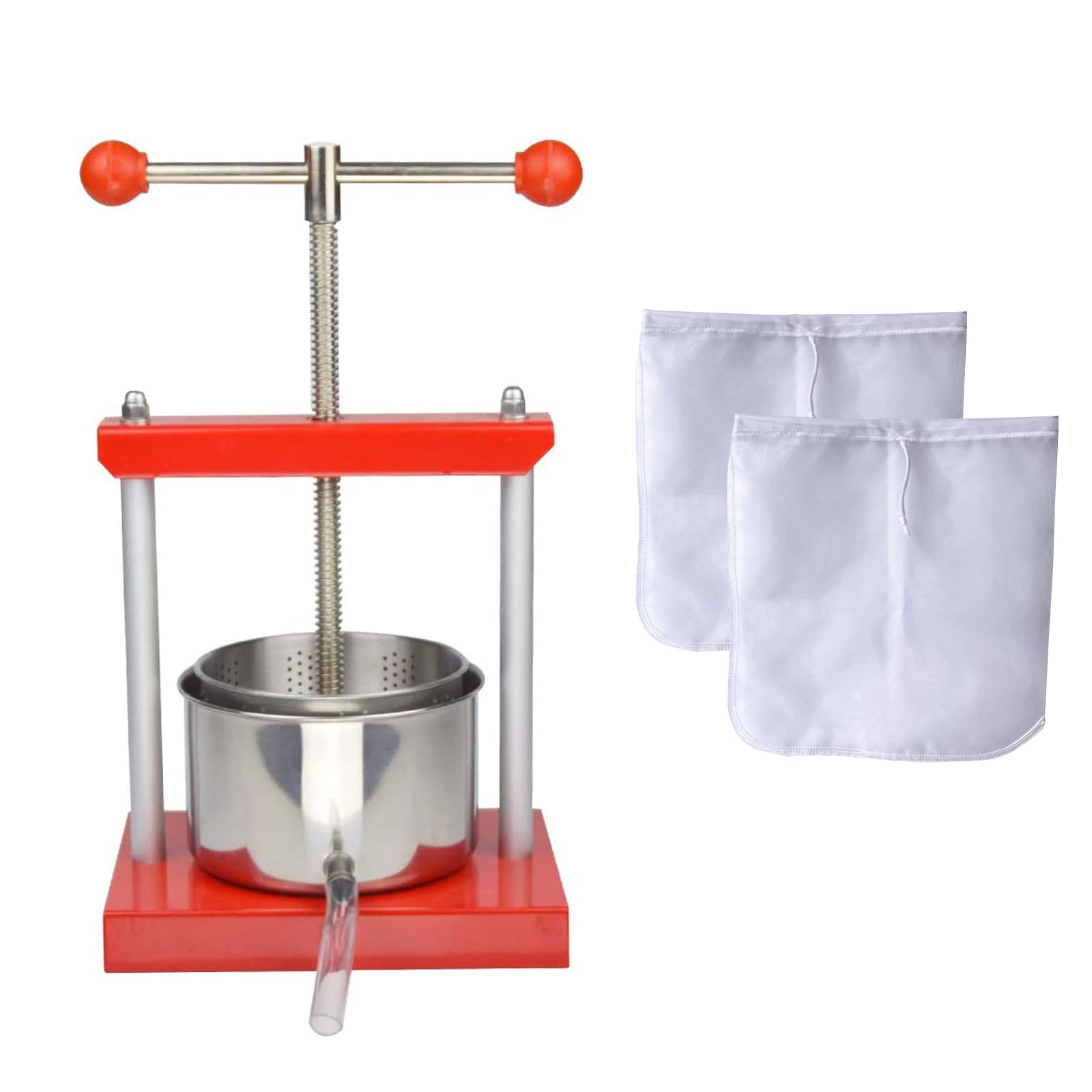 SQUEEZE Master 0.53 Gallon (2 Liter) Manual Cheese, Tincture, Herb & Fruit Wine Press with 2 Filter Bags - Perfect for Home Brewing, Juice Extraction & DIY Projects