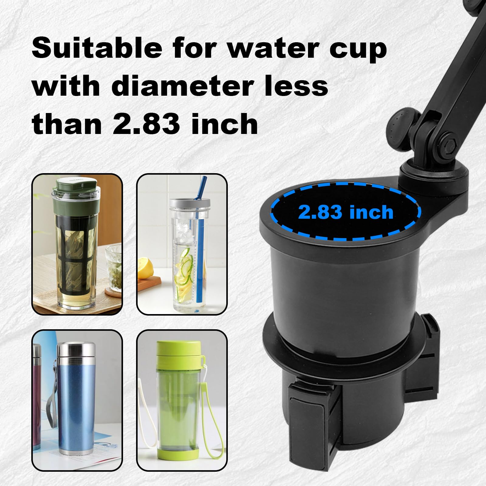 2-in-1 Car Cup Holder Expander with Phone Mount - Adjustable Base & 360° Rotation - Compatible with iPhone & All Smartphones - Perfect for Road Trips & Commuting
