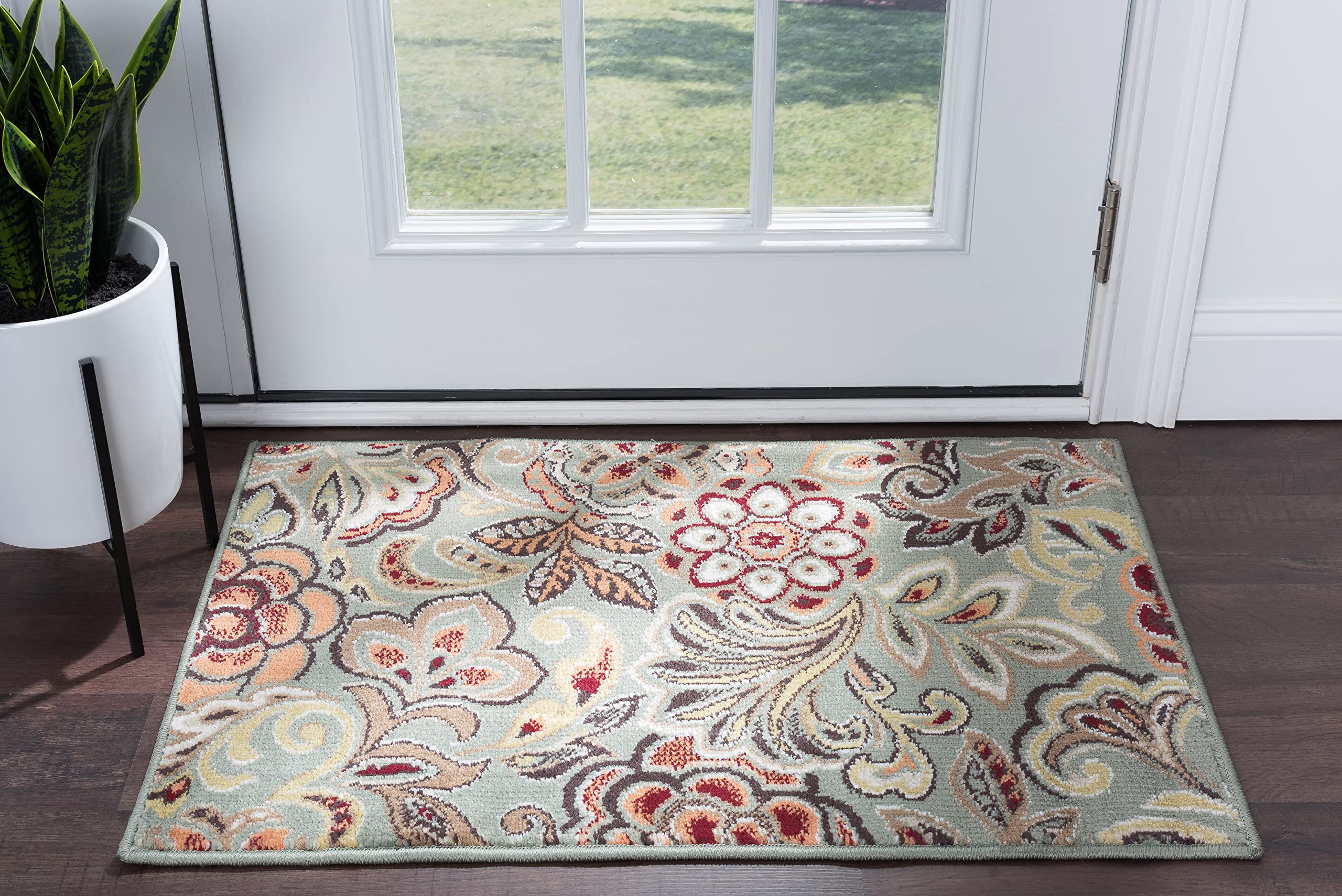 Modern 2x3 Entry Rug - Non-Slip Indoor Front Door Mat - Small Area Rug for Kitchen & Bathroom - Contemporary Washable Carpet for Home Decor - Perfect for Entryway, Living Room, and Bedroom