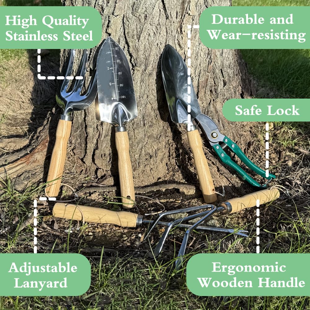 Premium Stainless Steel Garden Tools Set - 10-Piece Gardening Kit with Durable Storage Bag - Essential Planting Tools for Women & Men - Perfect for Home Gardening, Landscaping & Outdoor Activities