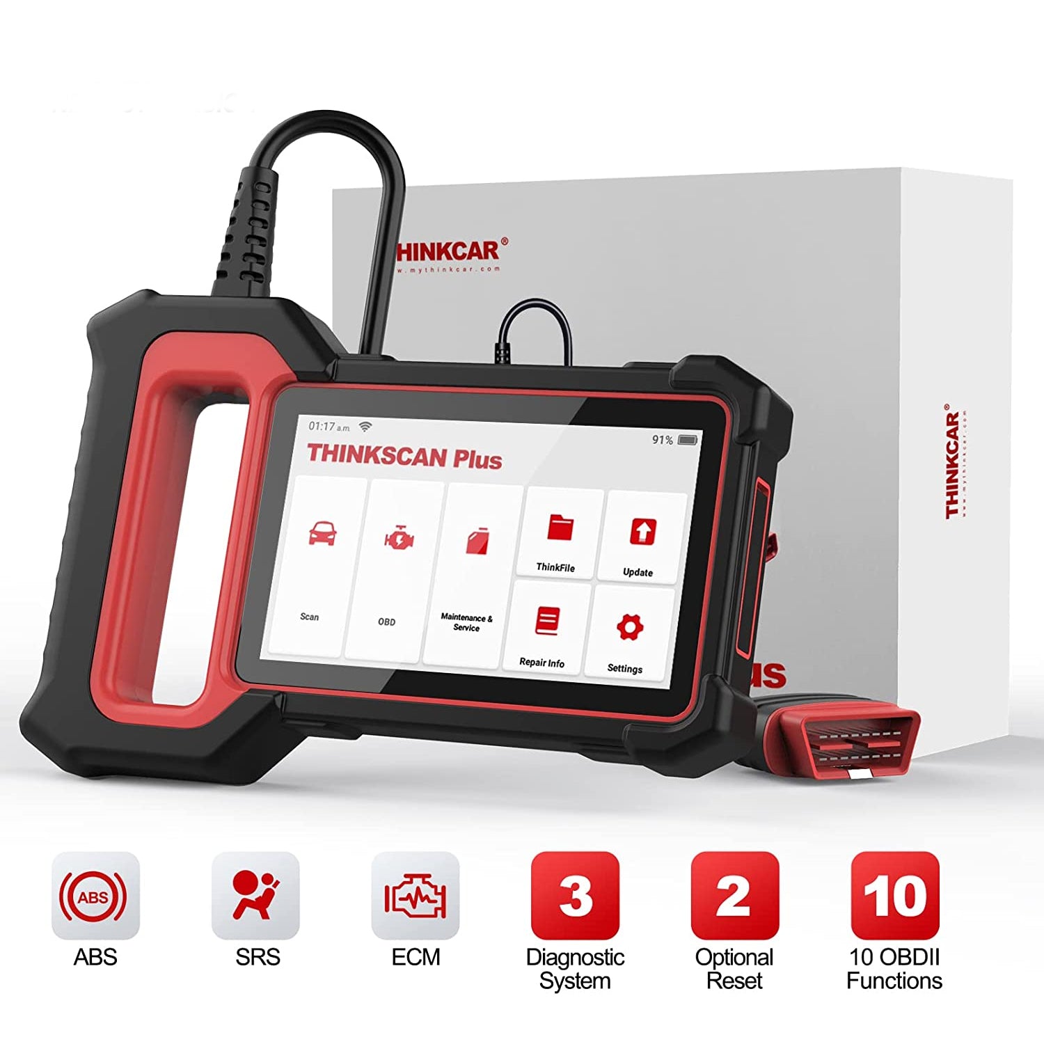 THINKSCAN PLUS S2 OBD2 Car Diagnostic Scanner - Check Engine, ABS & SRS Code Reader with 3 System Reset Functions | Professional Automotive Diagnostic Tool for Mechanics & DIY Enthusiasts | Perfect for Quick Vehicle Troubleshooting & Maintenance