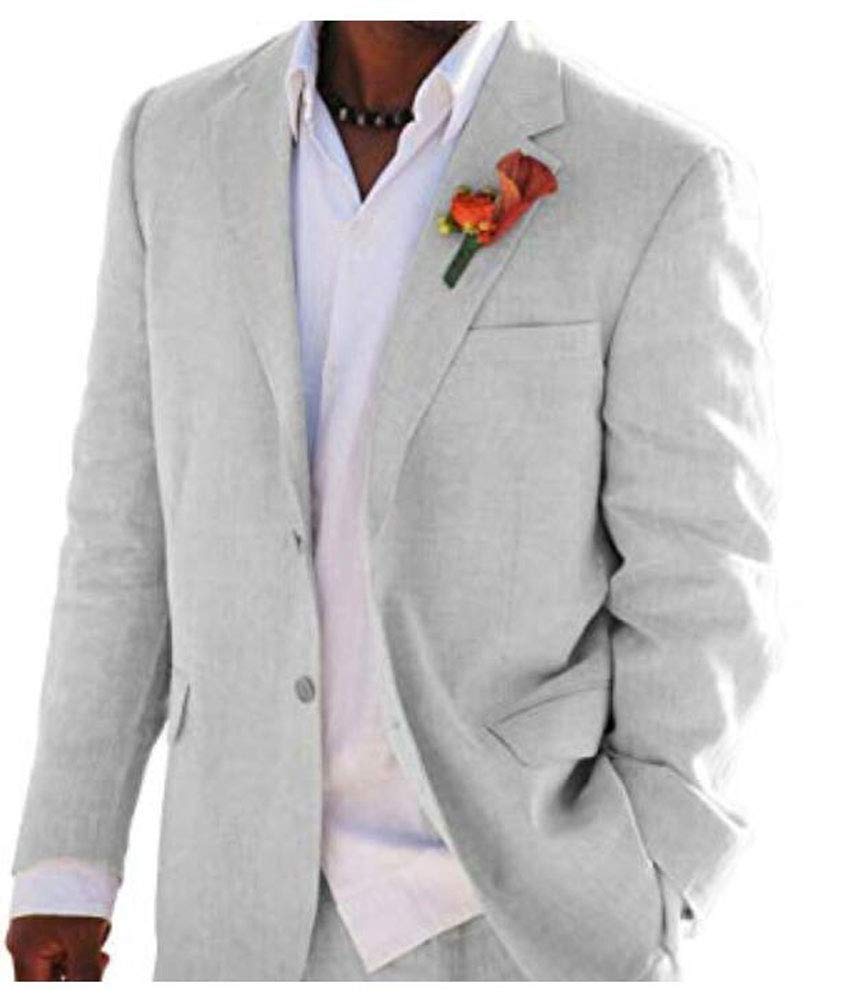 Men's Ivory Summer Beach Wedding Suits - 2 Piece Groom Tuxedo Set with 2 Buttons | Perfect for Outdoor Ceremonies & Tropical Destination Weddings