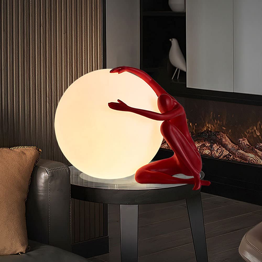 JIAYJX Creative Nordic Table Lamp with Humanoid Sculpture - Modern Earth Tone Desk Light for Living Room, Bedroom & Office Decor - Perfect for Reading, Working & Relaxing
