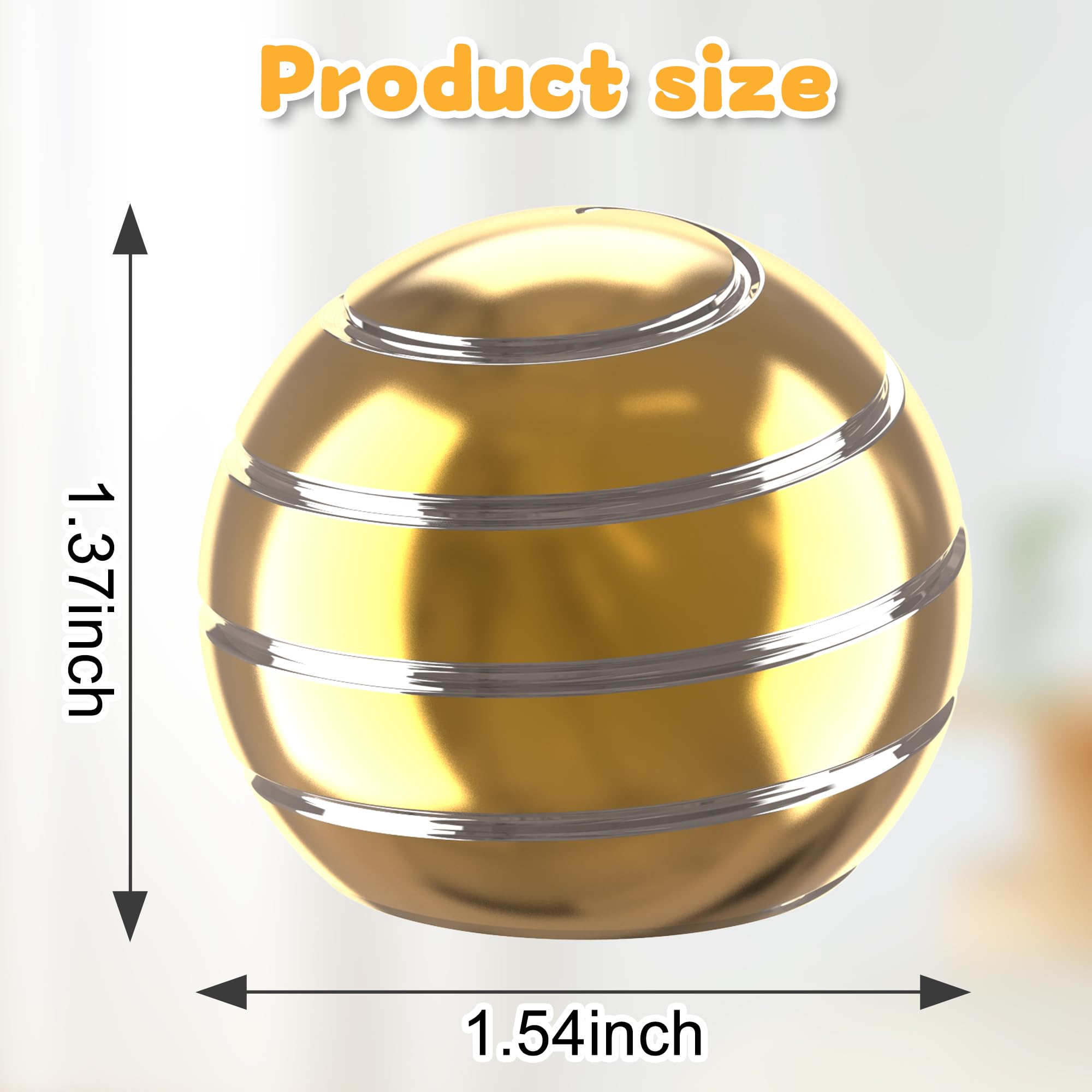 Kryfa Kinetic Desk Toy Ball - Stress Relief Fidget Spinner for Kids & Adults - Gold 1.54