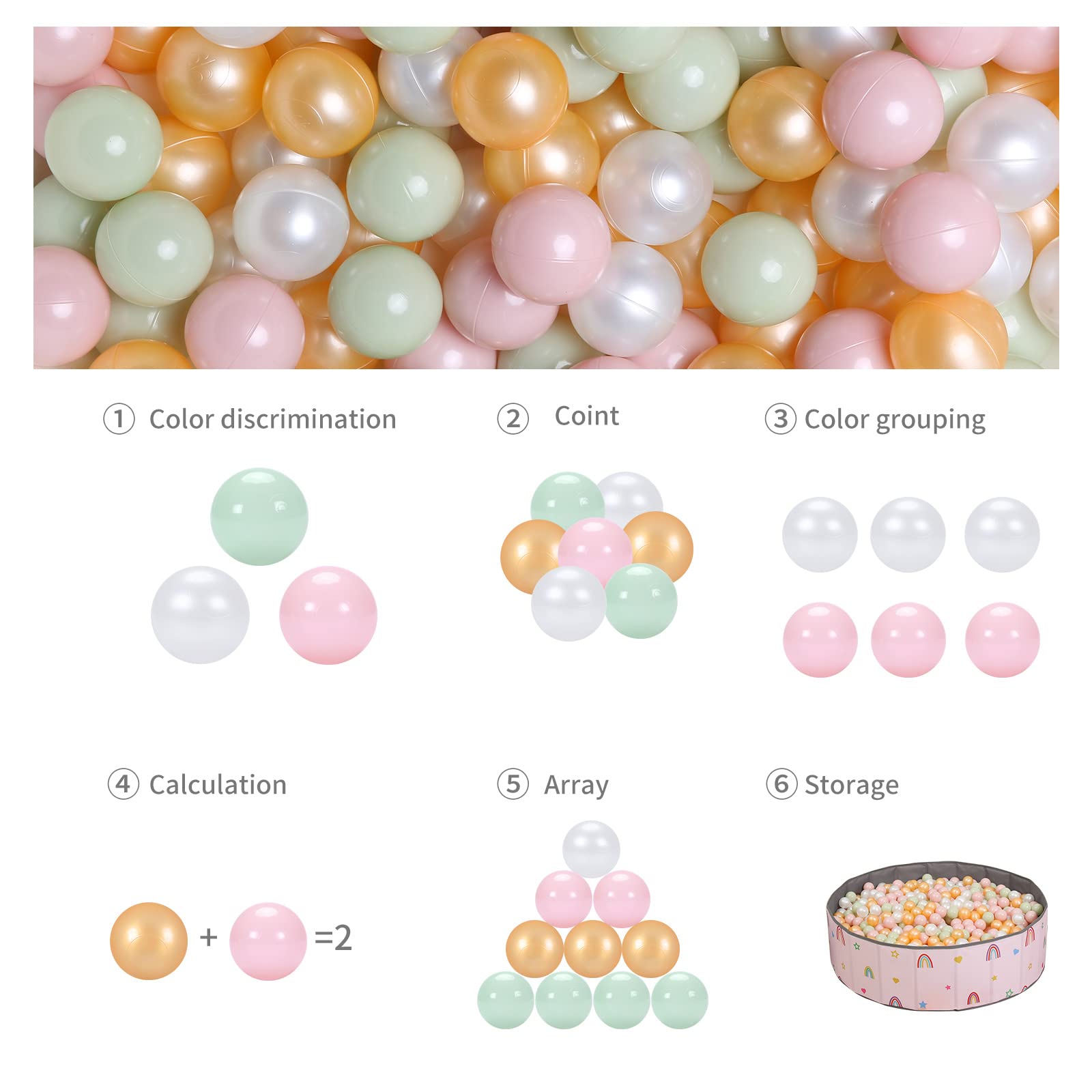 Non-Toxic Crush-Proof Play Balls for Toddlers - 50/100/200 Pack of 2.2-Inch Plastic Shape Balls, BPA-Free & Phthalate-Free - Perfect for Indoor Playpens, Kids' Pools & Sensory Play