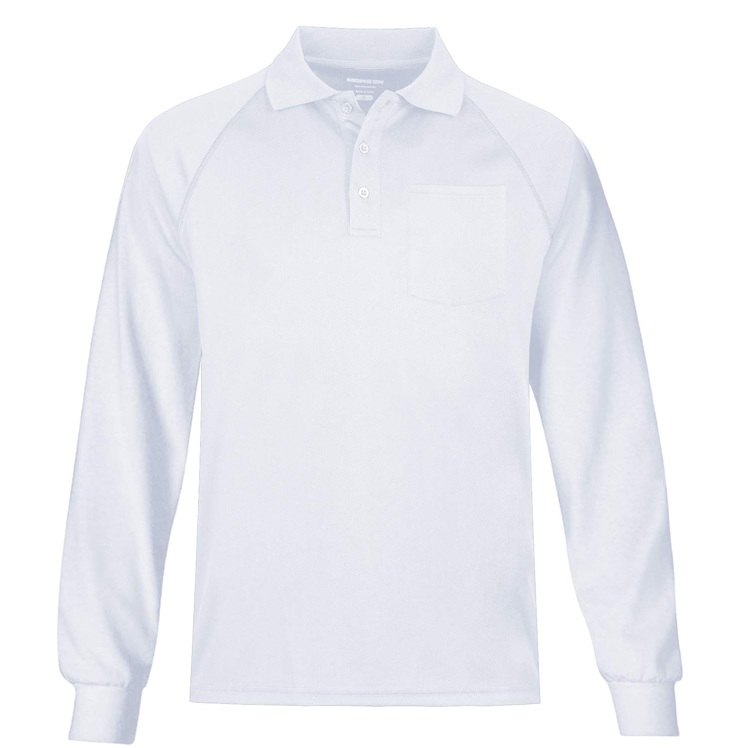 MOHEEN Men's Performance Pique Polo Shirts - UPF 50+ Sun Protection, Moisture Wicking & Quick Dry Long Sleeve Golf Shirt for Big & Tall (Sizes M-6XL) - Perfect for Golf, Tennis, Outdoor Sports & Casual Wear