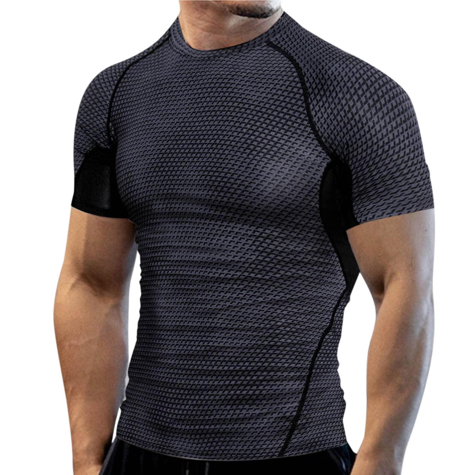 Men's Muscle Fit Stretch Slim T-Shirt - Quick Dry Breathable Short Sleeve Workout Tee for Gym, Running & Casual Wear